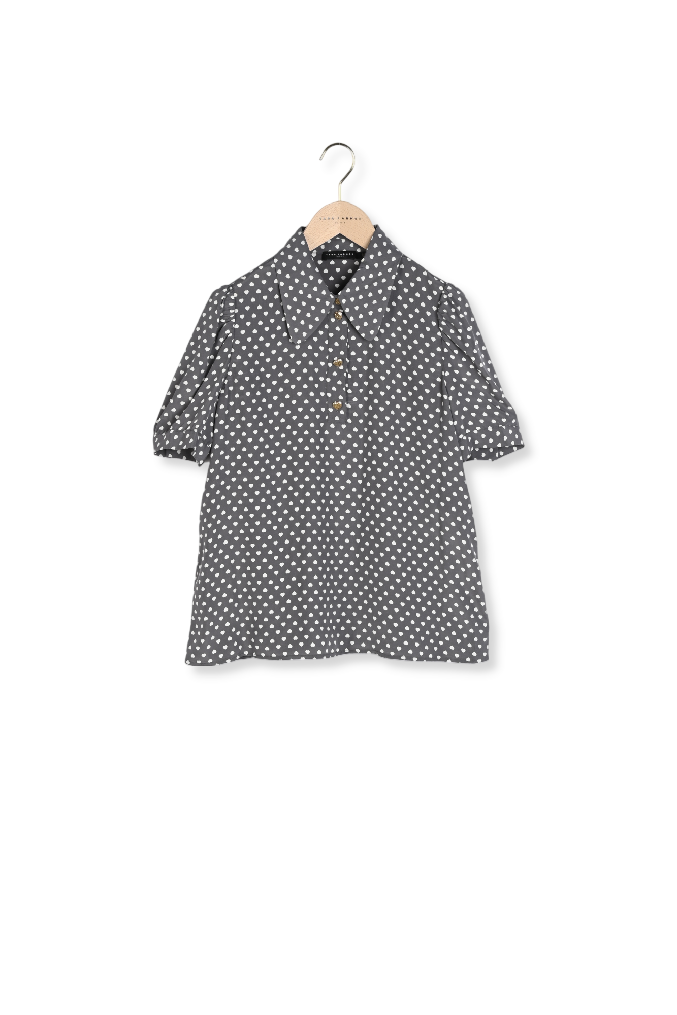 Top gris imprimé mini coeurs Tonino Faume - seconde main