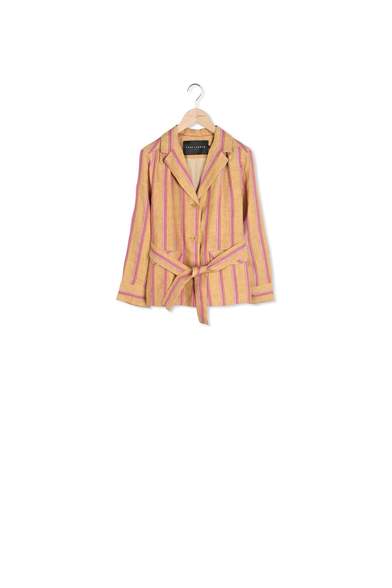 Veste en lin à rayures roses Faume - seconde main