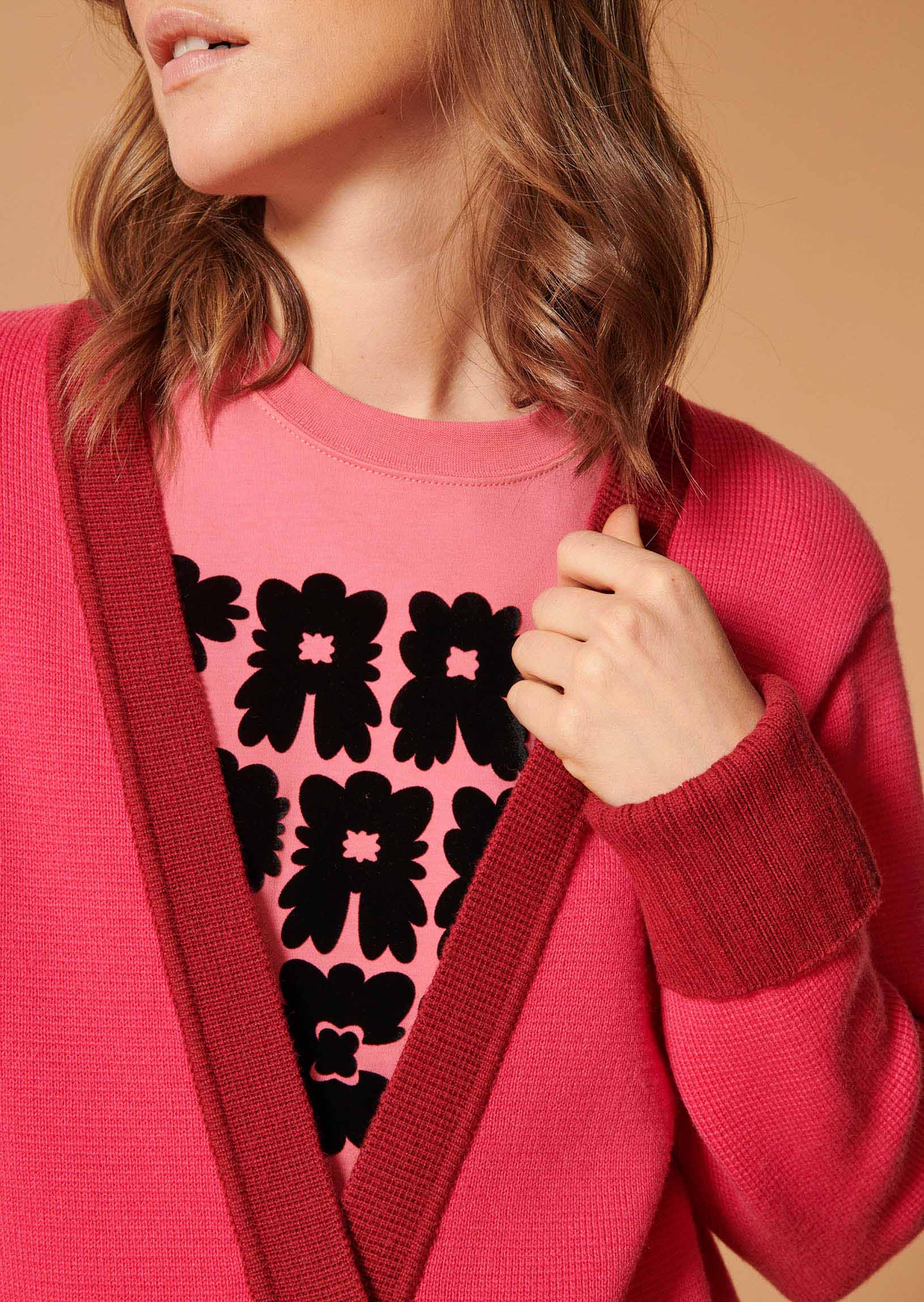 Gilet Gia rose en laine Faume - seconde main