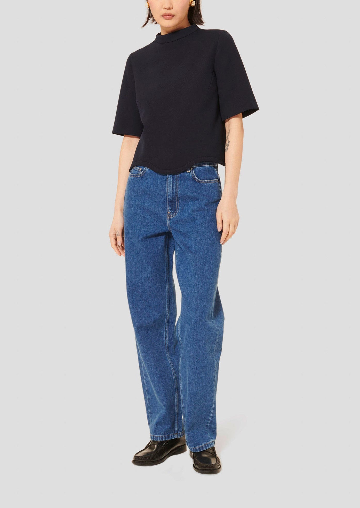 Top bleu nuit en toile double Tilda Faume - seconde main