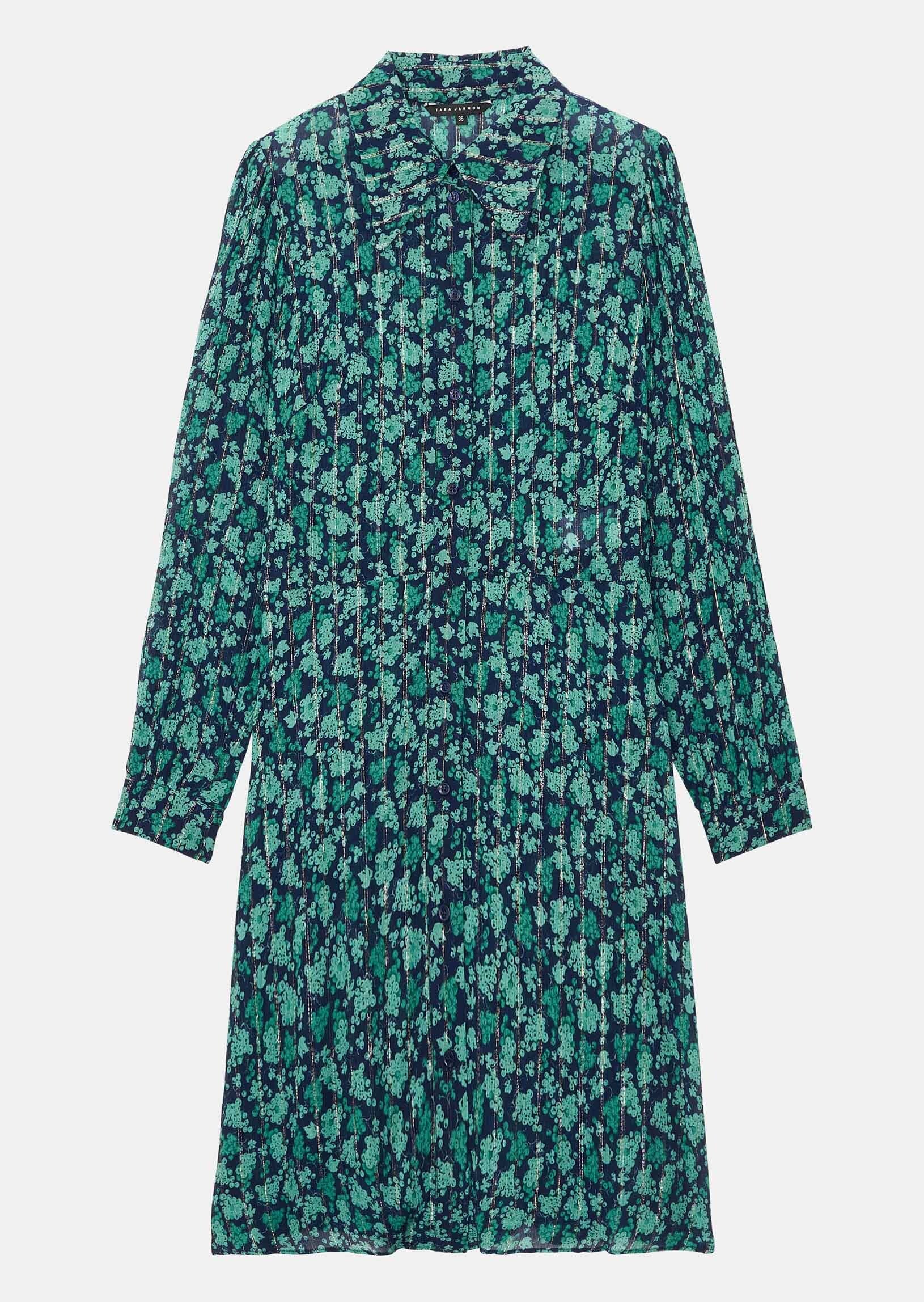 Robe chemise Rolia bleu nuit imprimé muguet Faume - seconde main