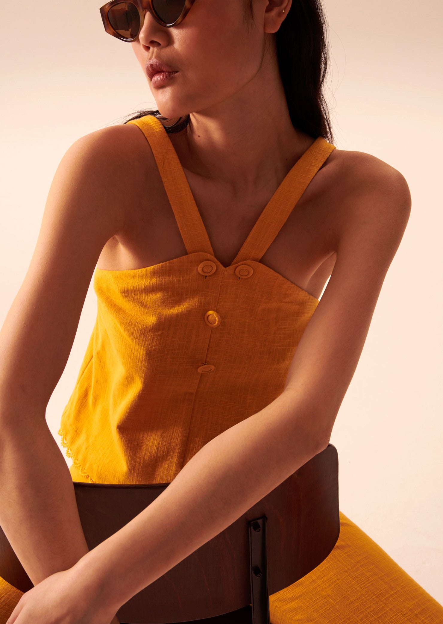 Top Tinia jaune en coton épais Faume - seconde main