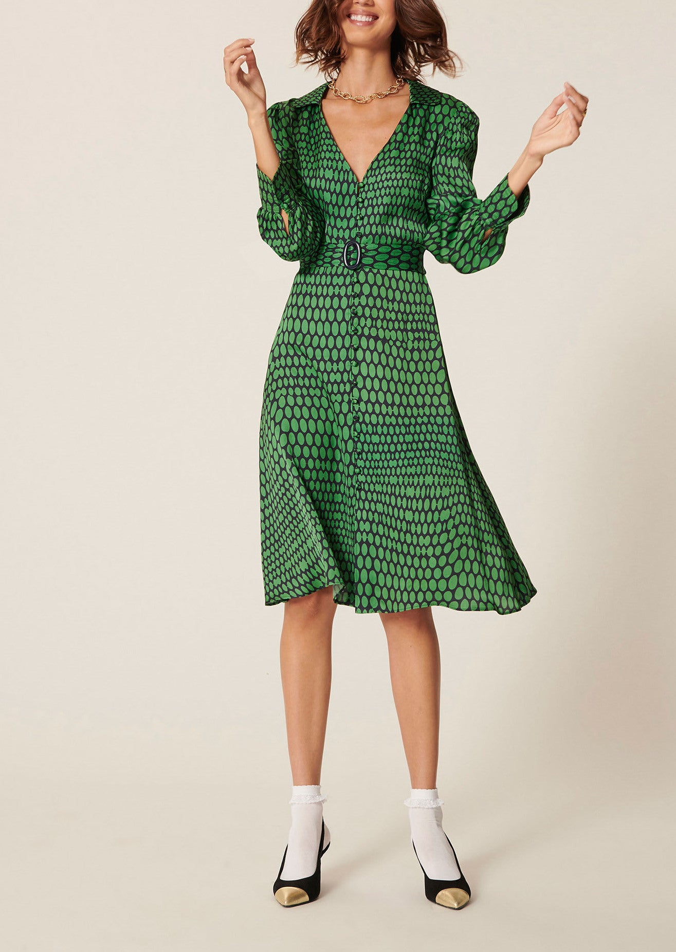 Robe Rumi verte imprimé pois Faume - seconde main