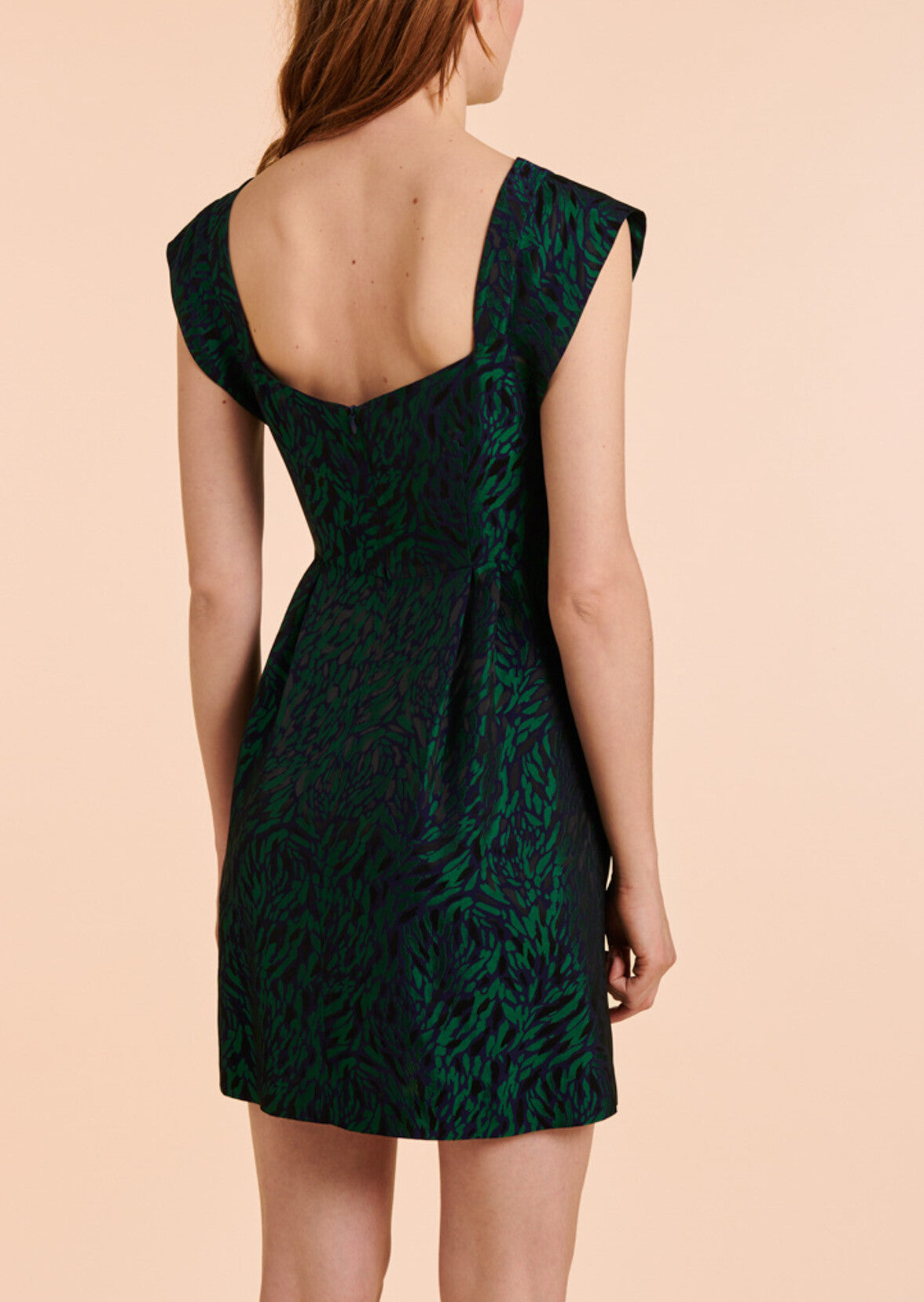 Robe Rosebud en jacquard animal bleu nuit et vert Faume - seconde main