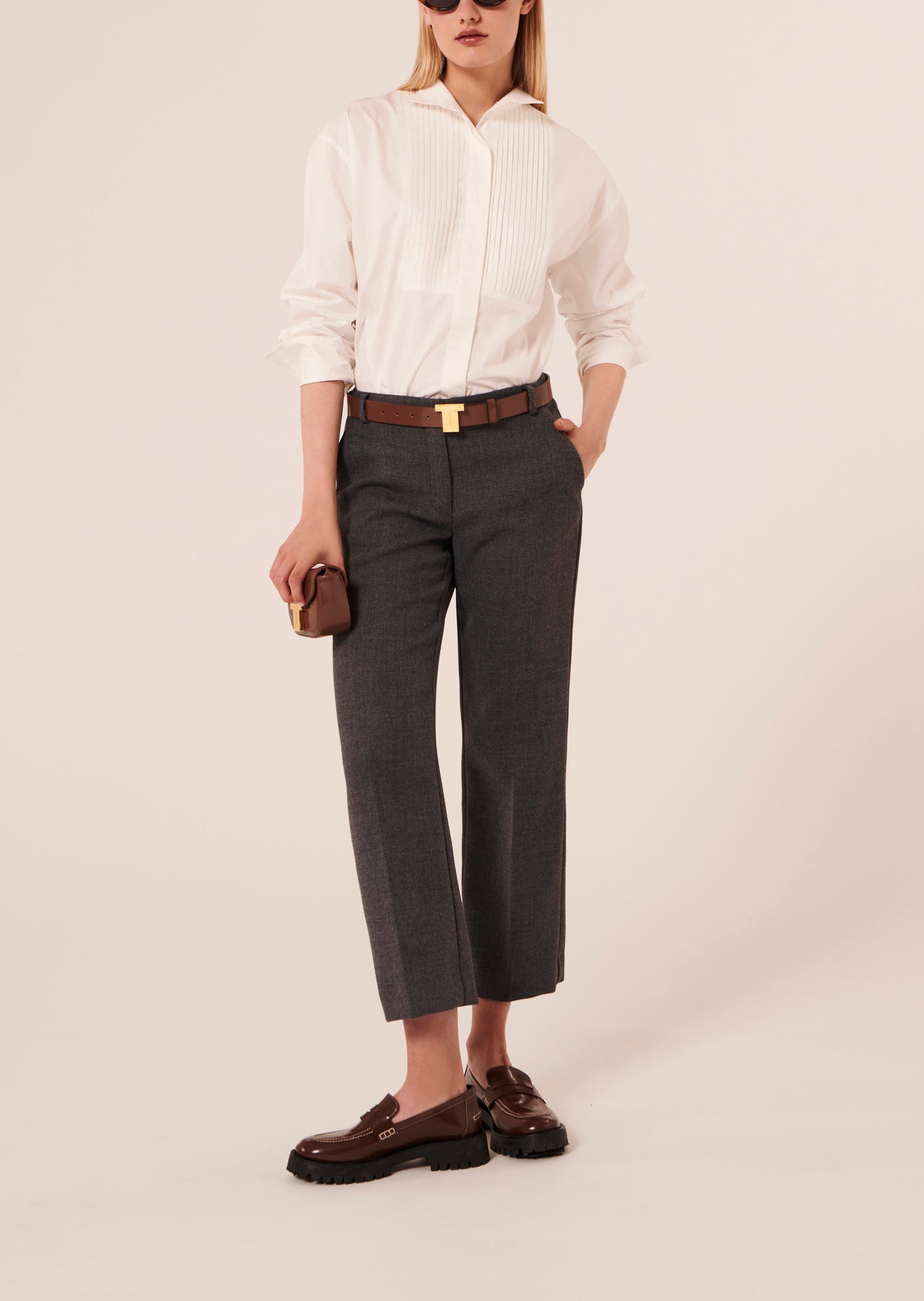 Pantalon Pampille gris en laine tailleur Faume - seconde main