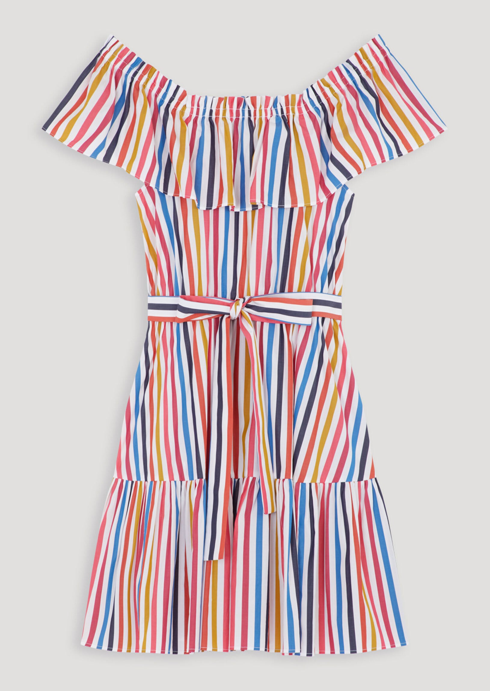 Robe blanche à rayures multicolores Faume - seconde main