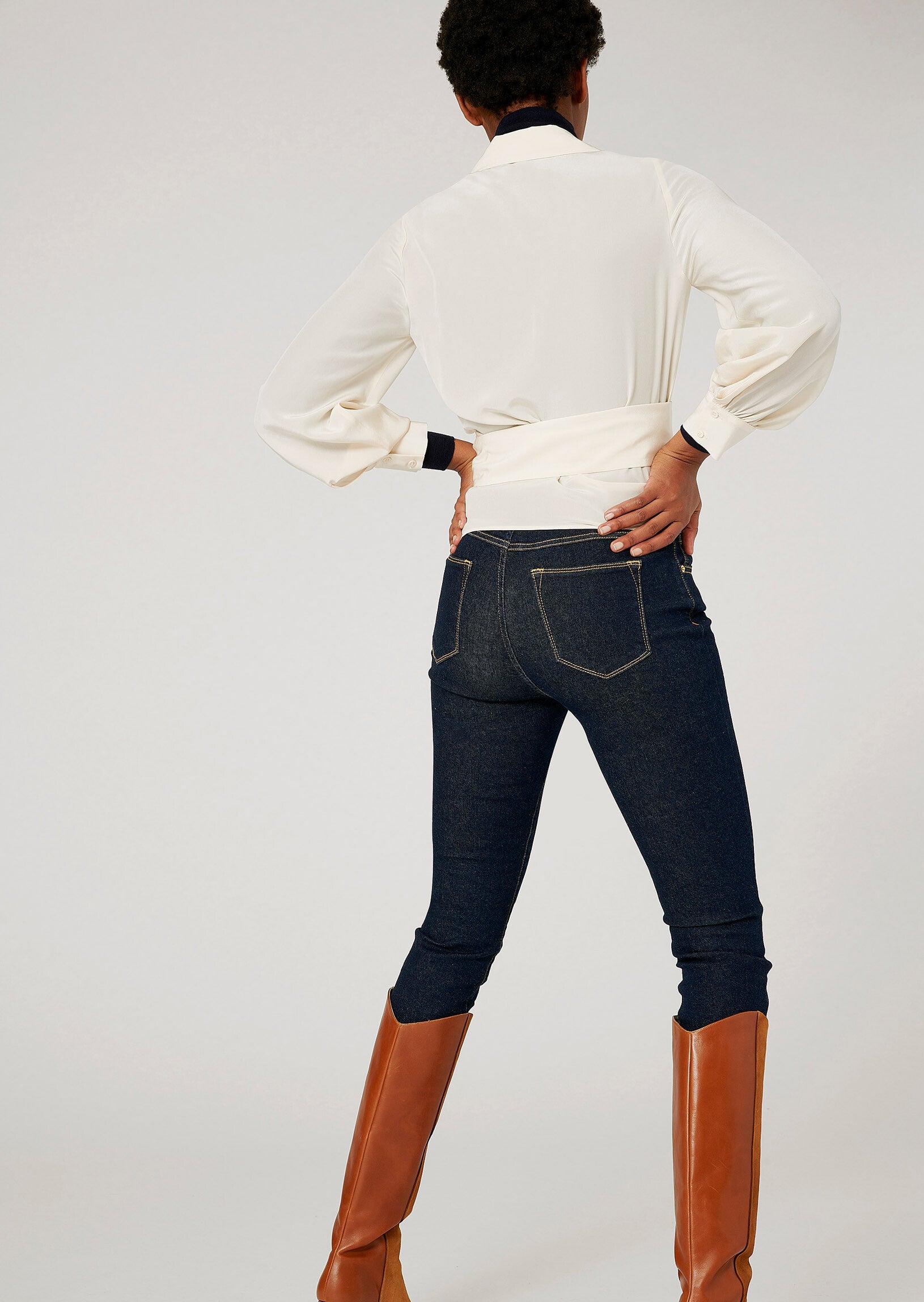 Blouse Tria cache-coeur écrue en crêpe de soie Faume - seconde main