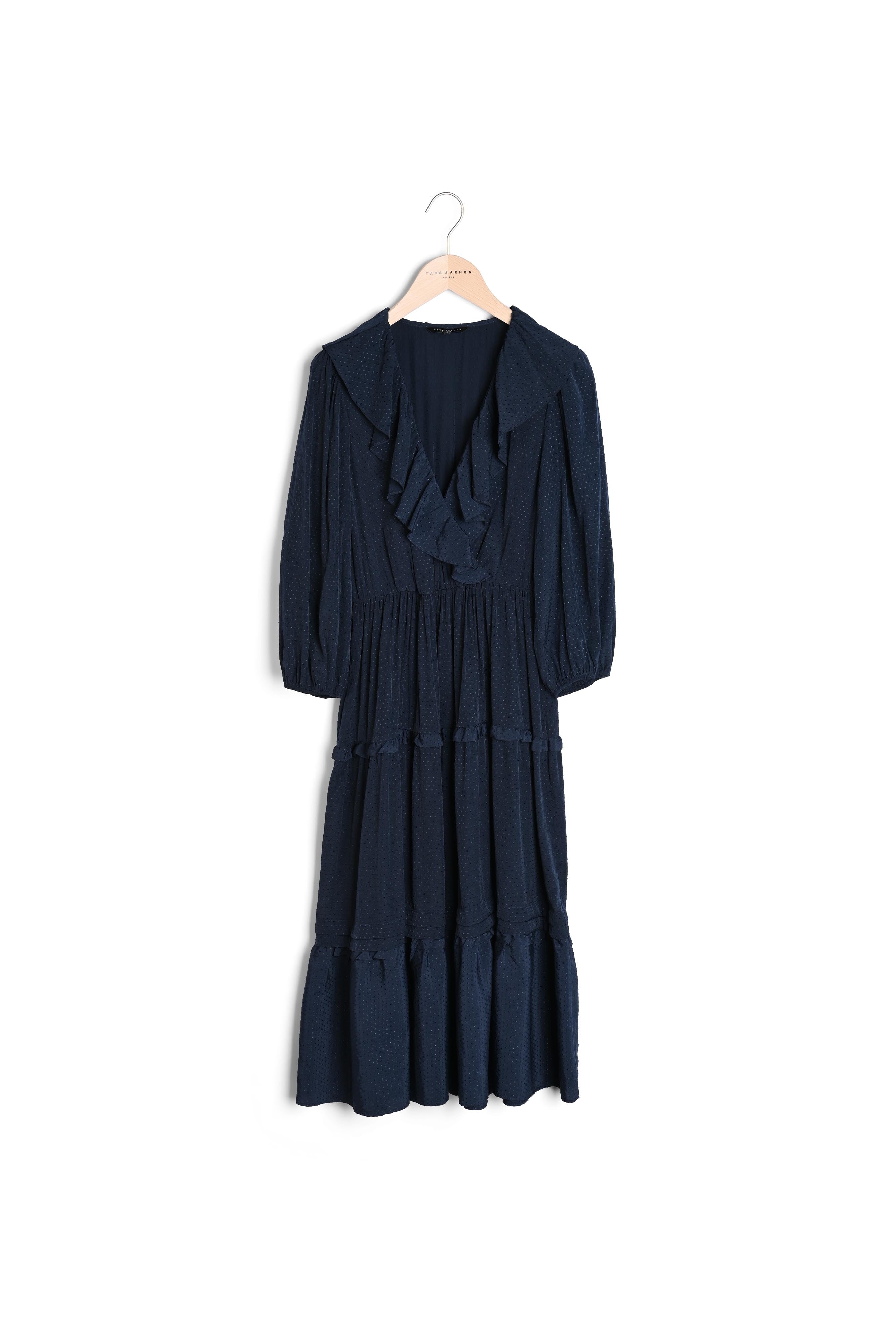 Robe bleu nuit à volants Faume - seconde main