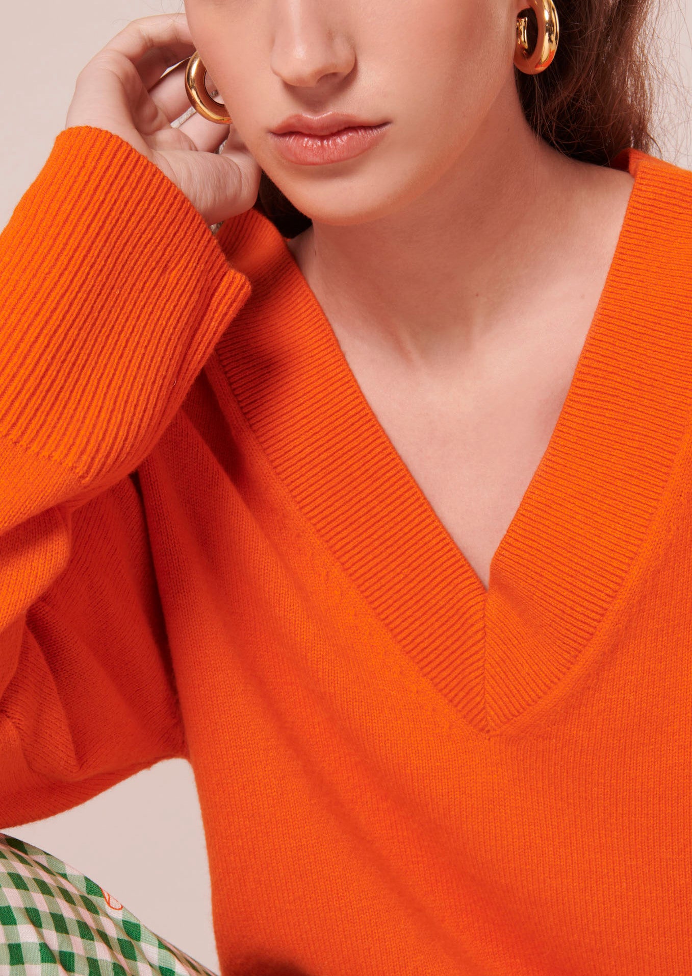 Pull Penelope orange en laine mérinos et alpaga Faume - seconde main