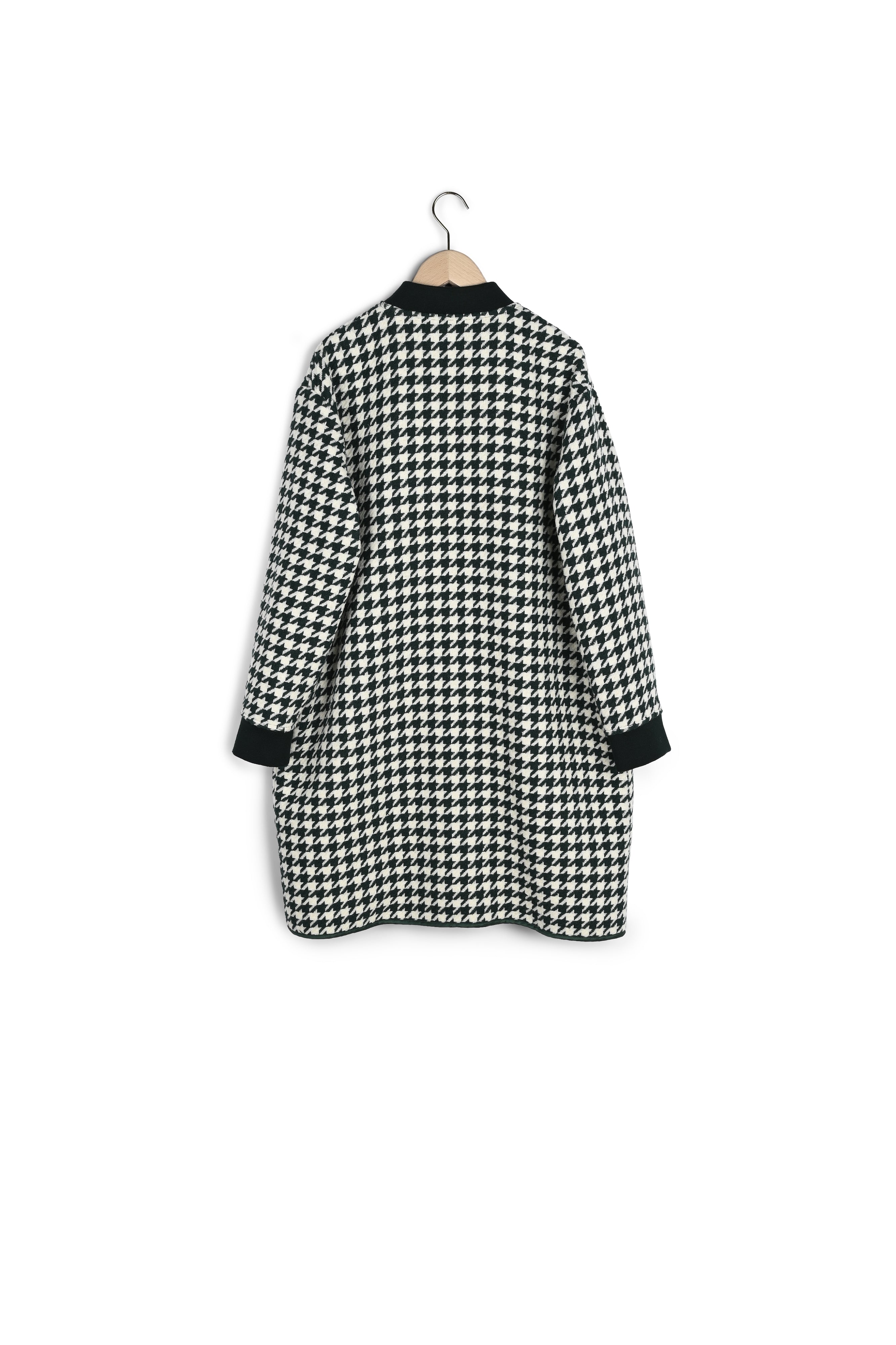 Manteau Munch vert pied de coq bicolor en laine Faume - seconde main