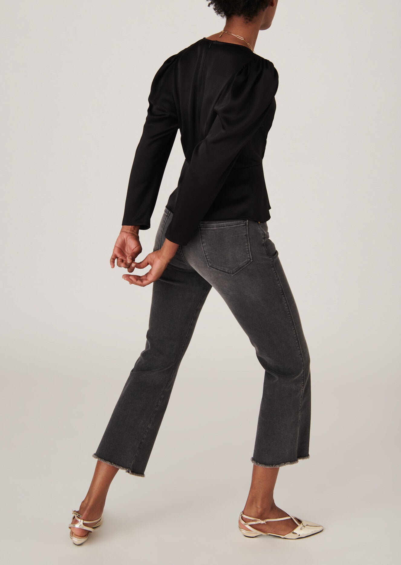 Top Topaz effet cache-coeur noir en crêpe martelé Faume - seconde main