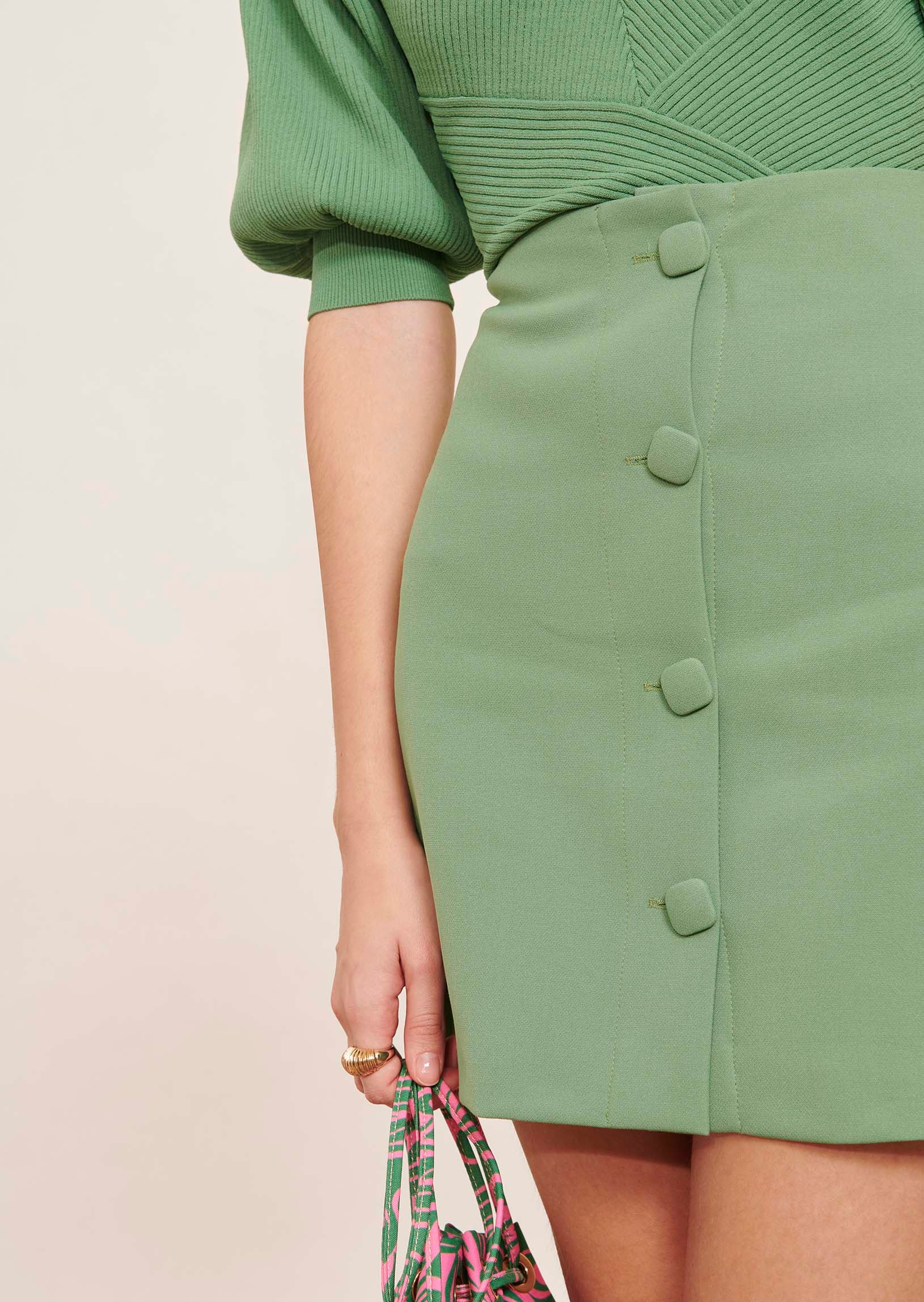 Jupe Java vert pale en toile double Faume - seconde main