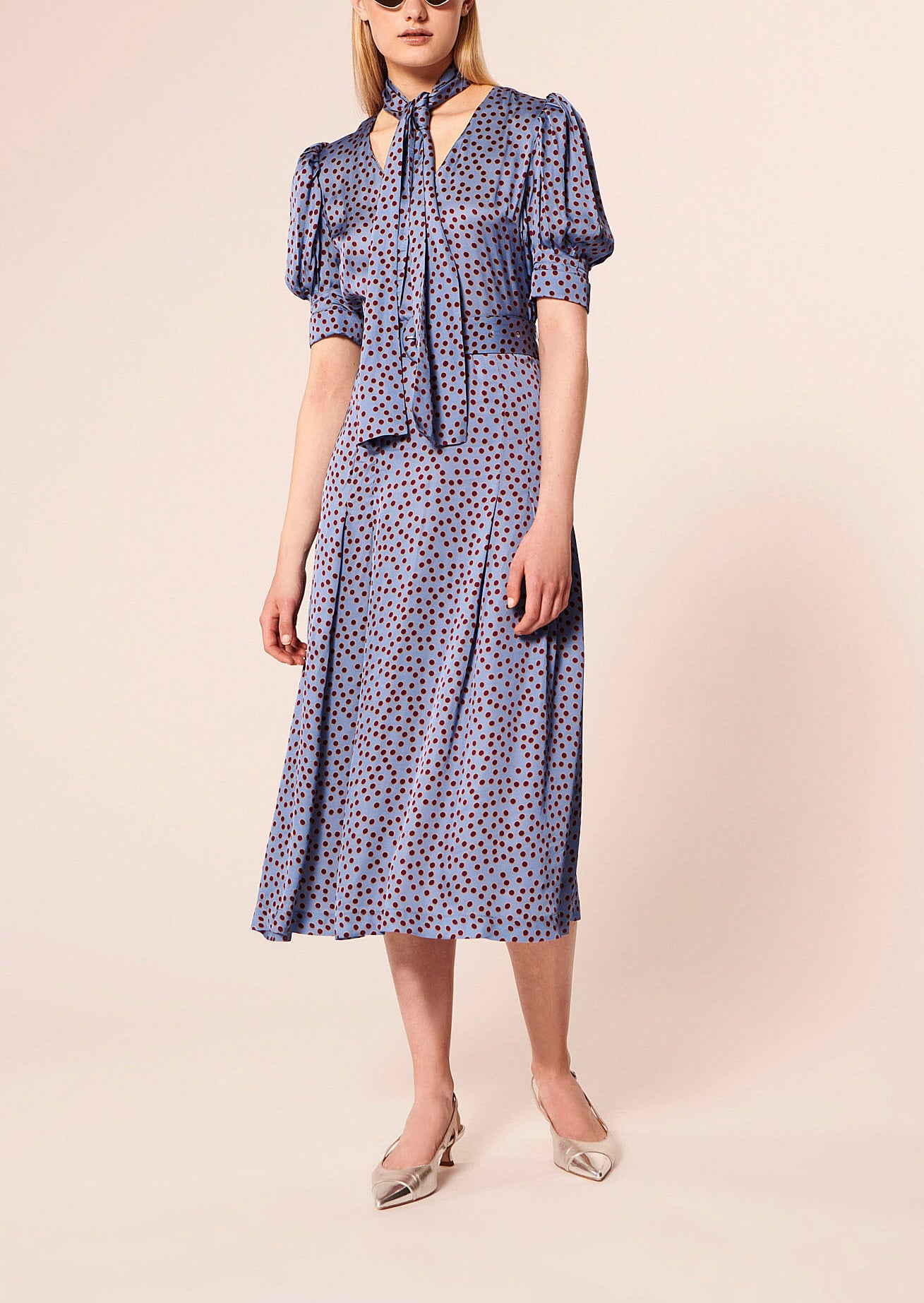 Robe Ranya bleue imprimé à pois Faume - seconde main