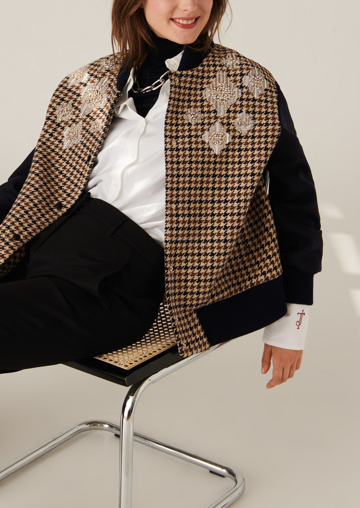 Blouson esprit teddy Vonnie en laine pied de poule Faume - seconde main