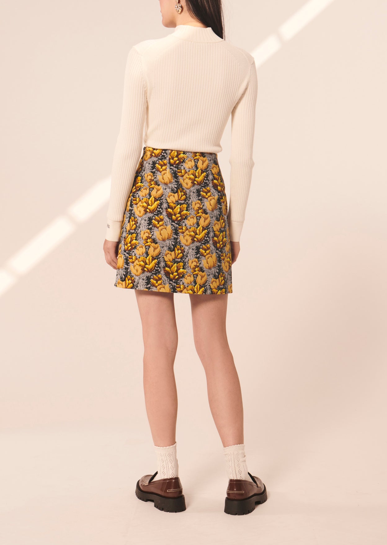 Jupe Javana grise imprimé floral Faume - seconde main