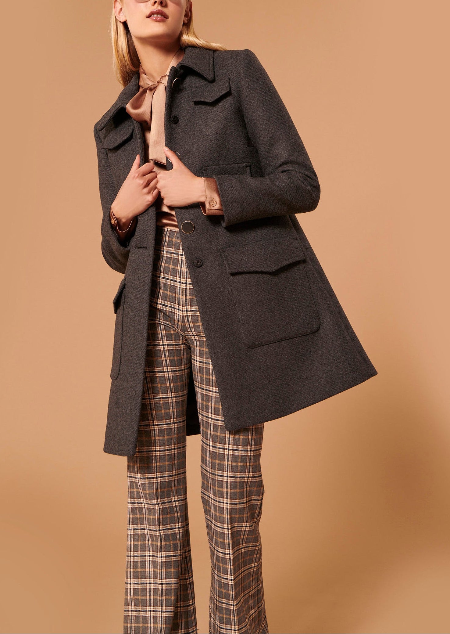 Manteau Marin gris en drap caban Faume - seconde main