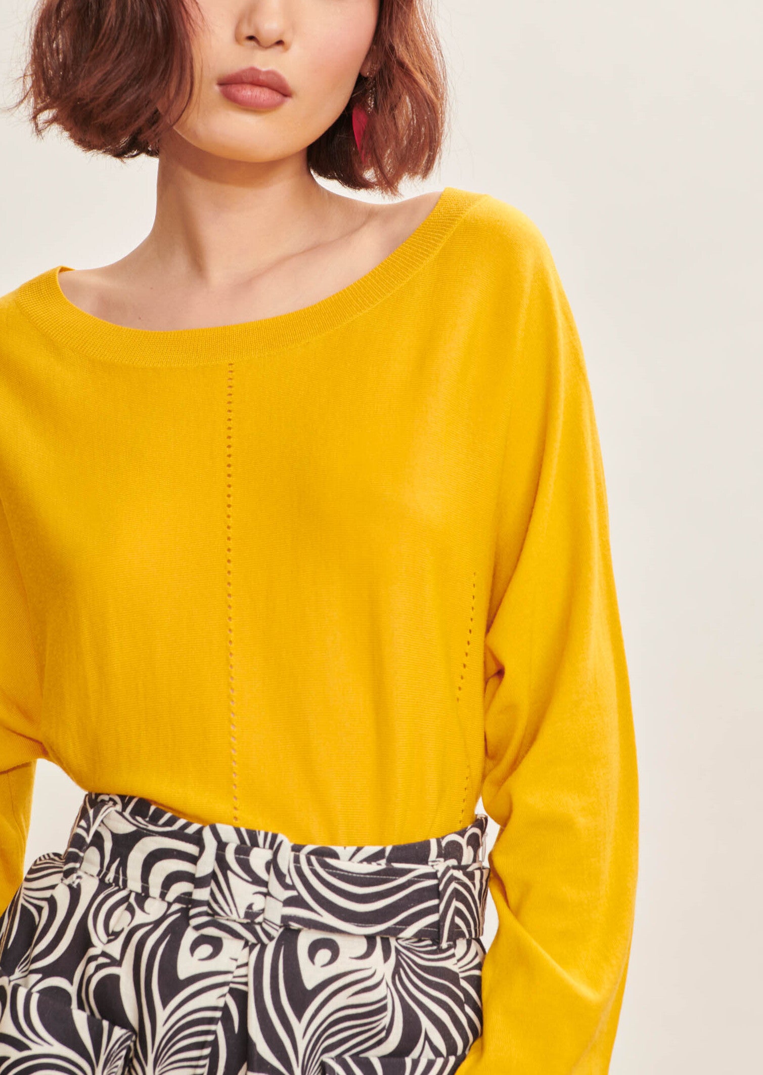 Pull Penelope jaune en merinos extrafin Faume - seconde main