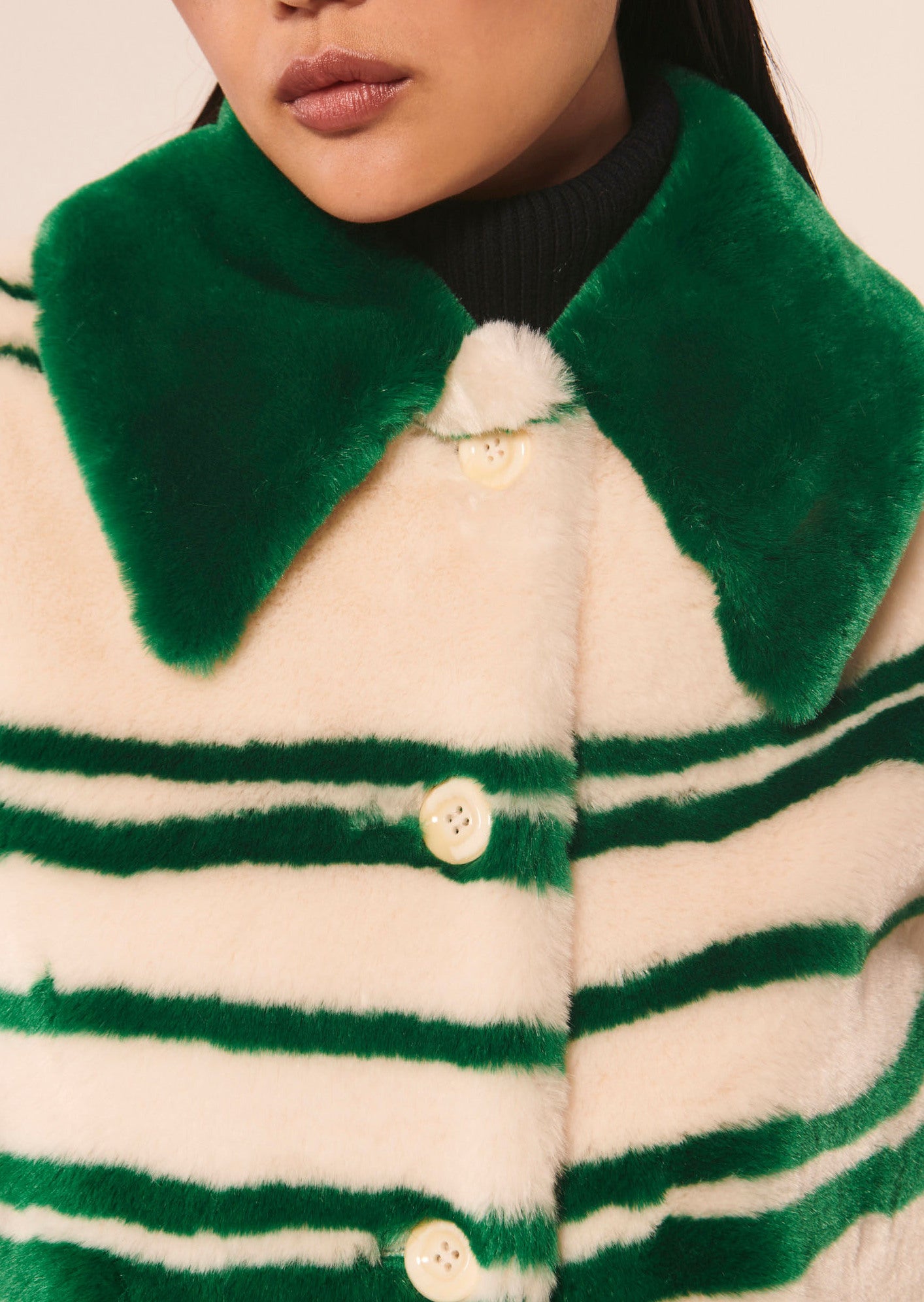 Manteau Matt écru à rayures en fausse fourrure Faume - seconde main