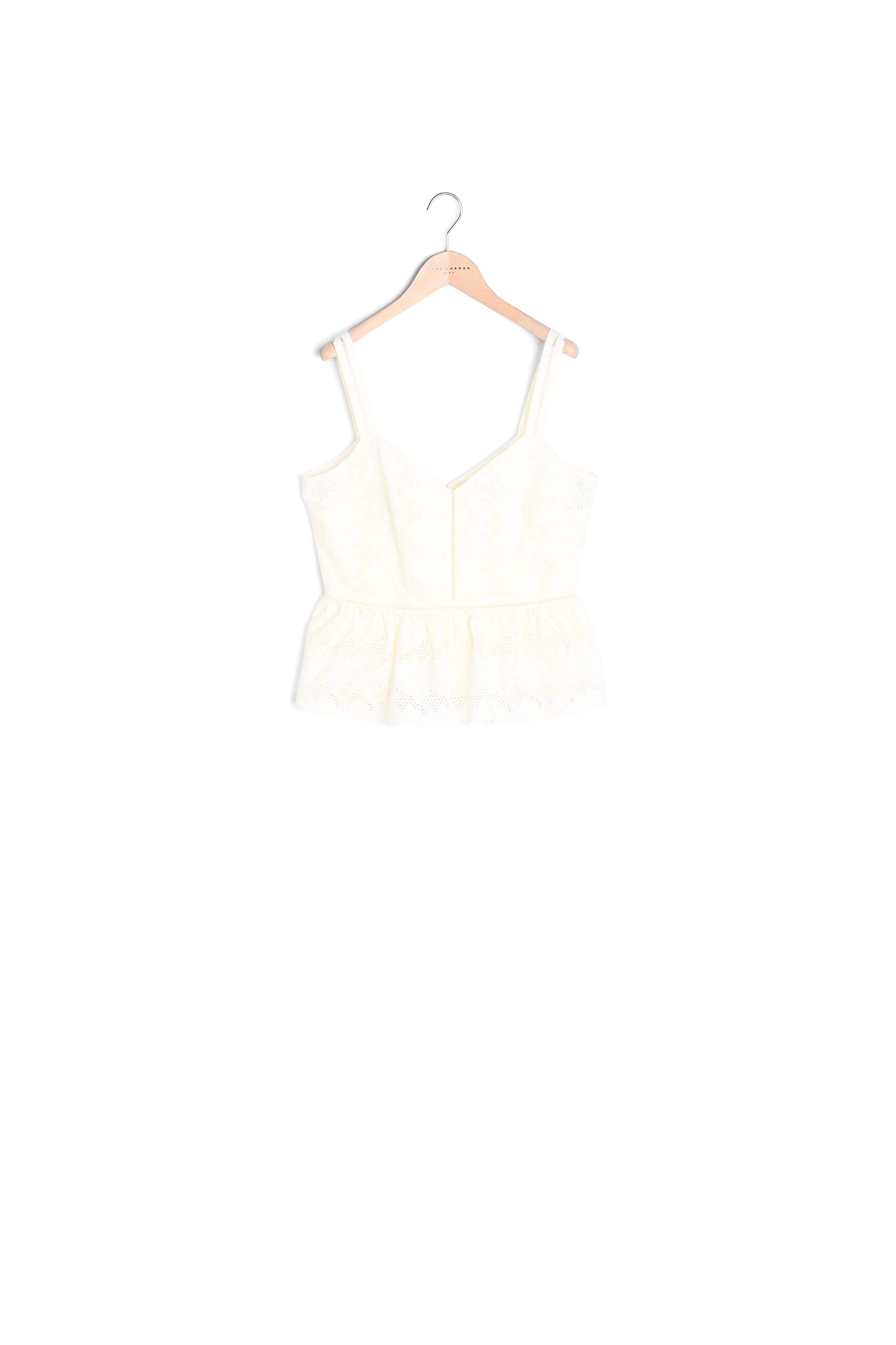 Top sans manches Tyche écru en broderie anglaise fleurs champêtre Faume - seconde main