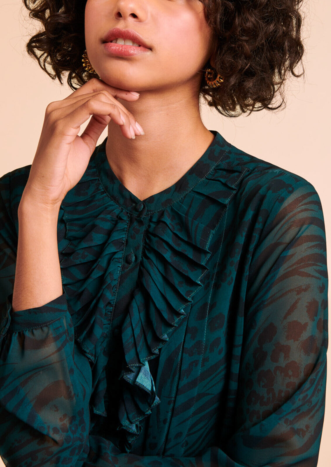 Robe Romelie vert sapin motif zèbre Faume - seconde main