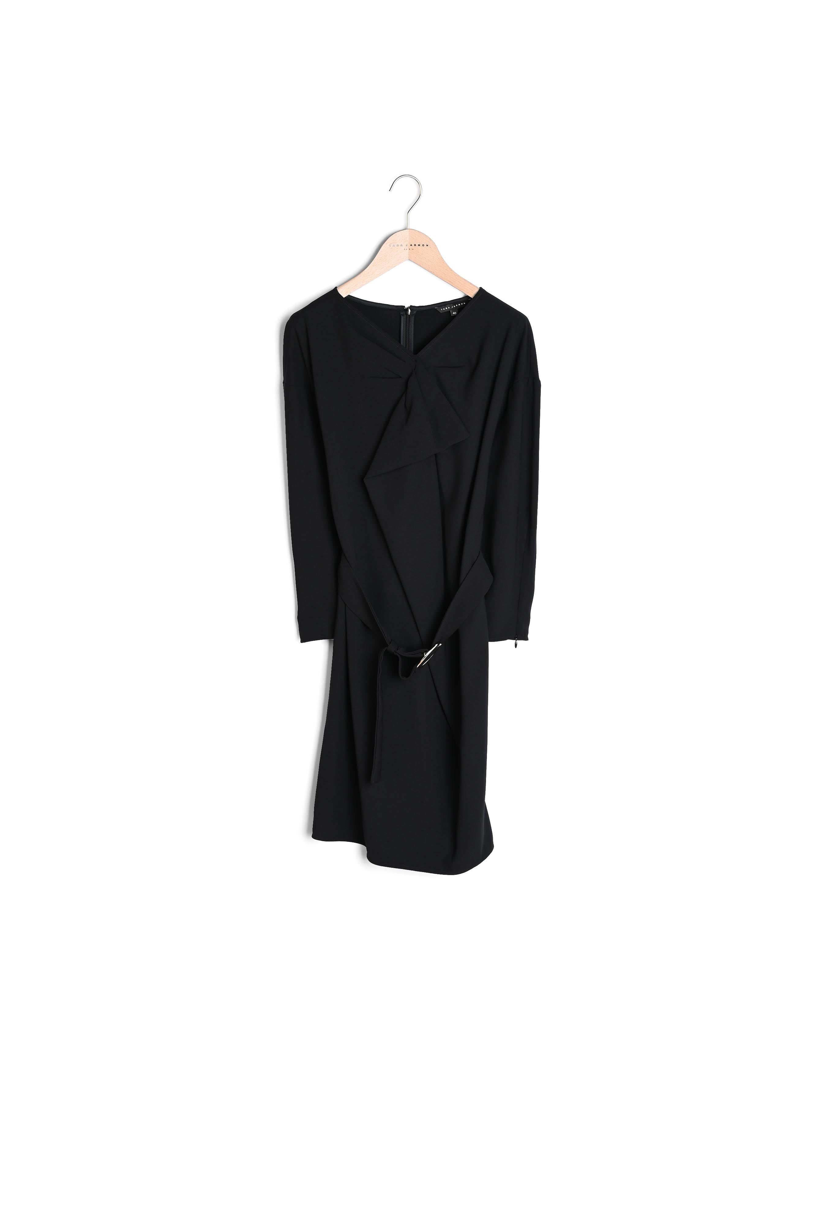 Robe noire en crêpe fluide à volants Faume - seconde main
