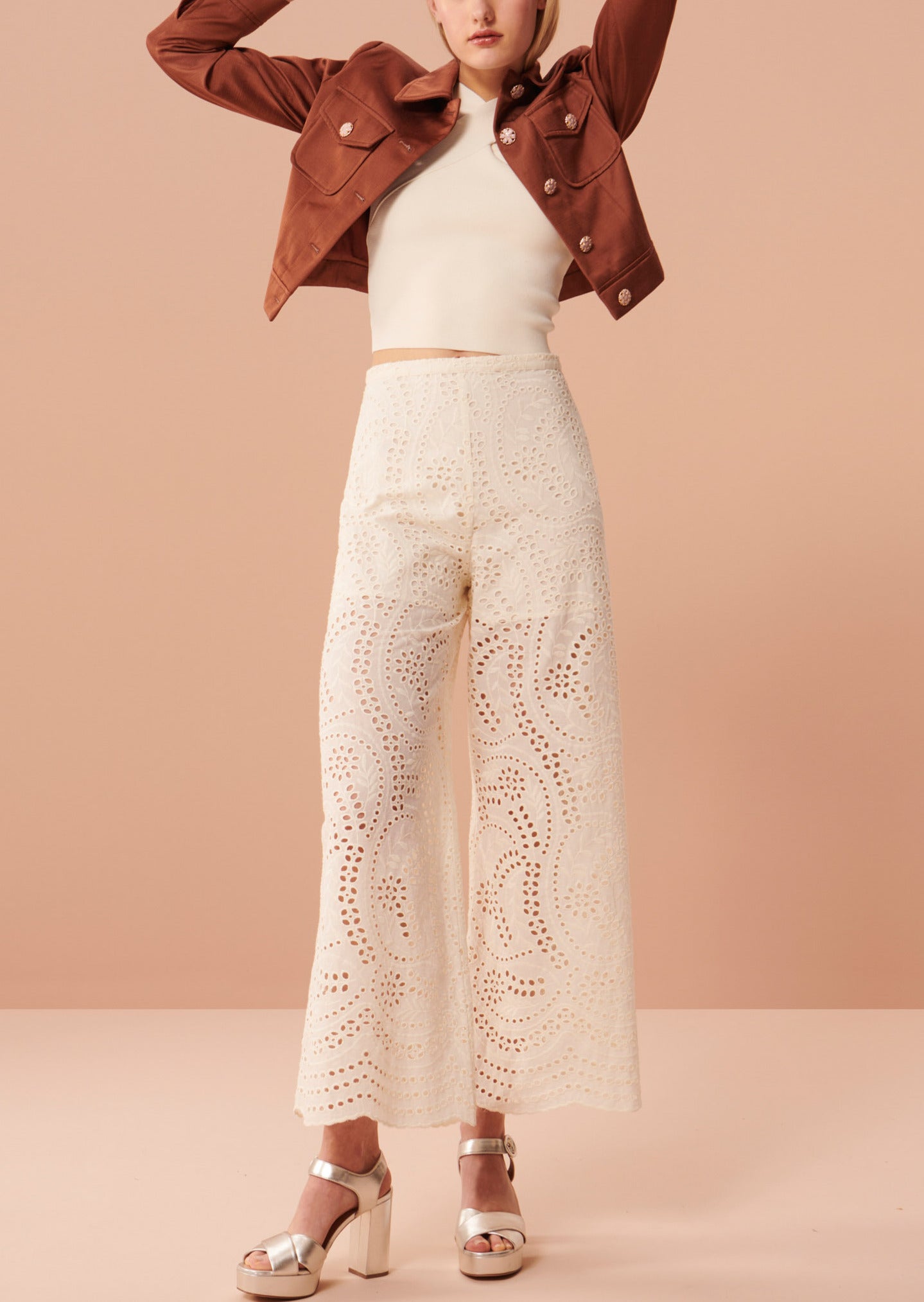 Top Prana croisé écru en maille compacte Faume - seconde main