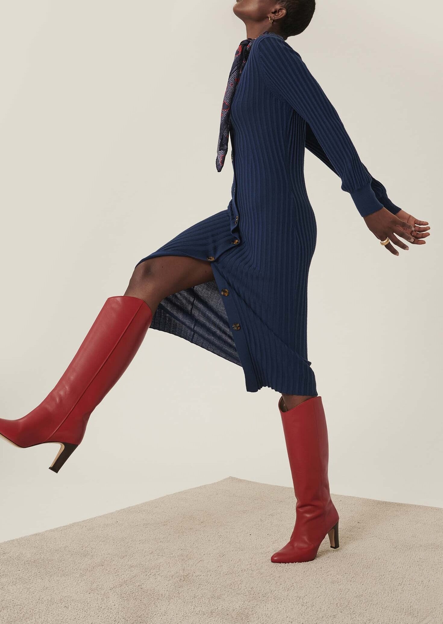 Robe Rydel bleu indigo en merinos extrafin Faume - seconde main