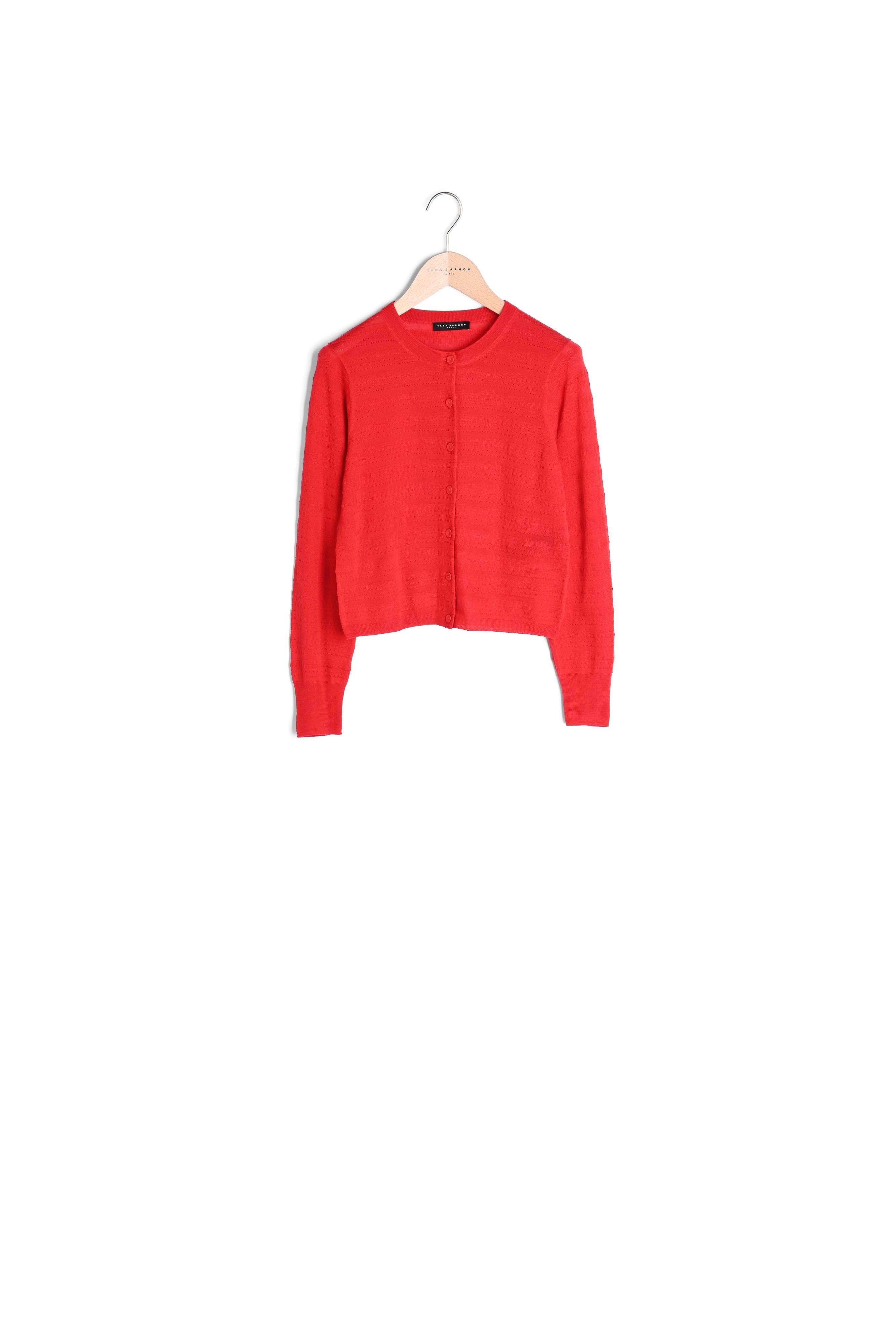 Gilet Gaspard rouge en merinos extrafin Faume - seconde main