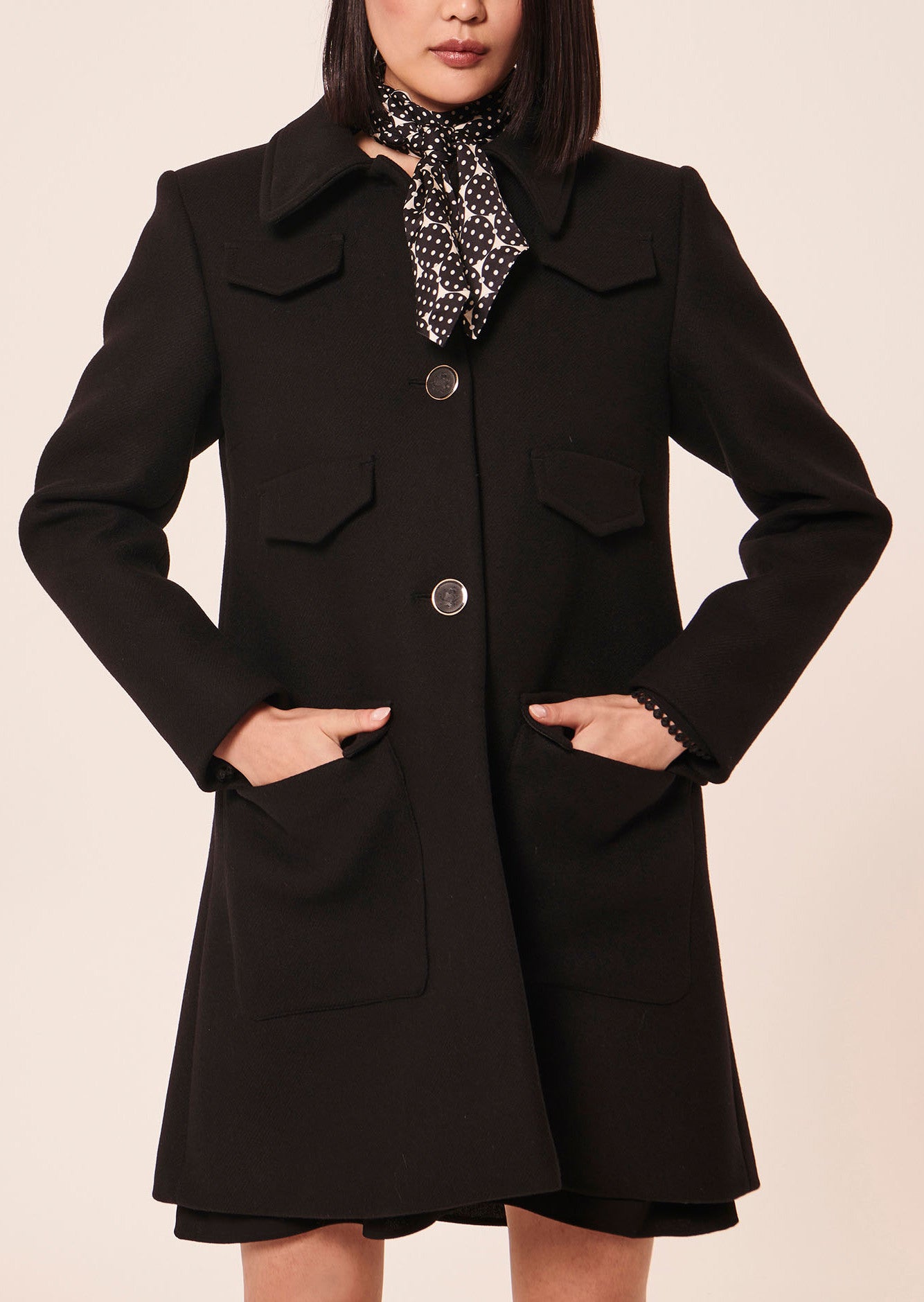 Manteau Marin noir en drap caban Faume - seconde main