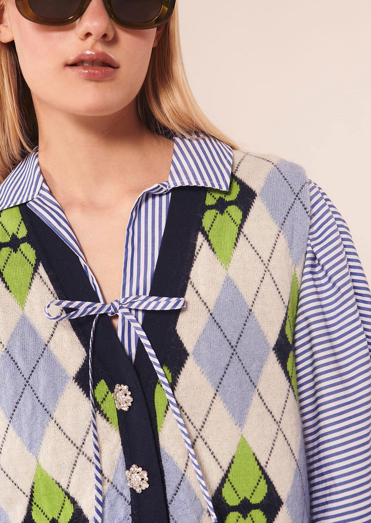 Gilet Georges bleu en coton et mohair Faume - seconde main