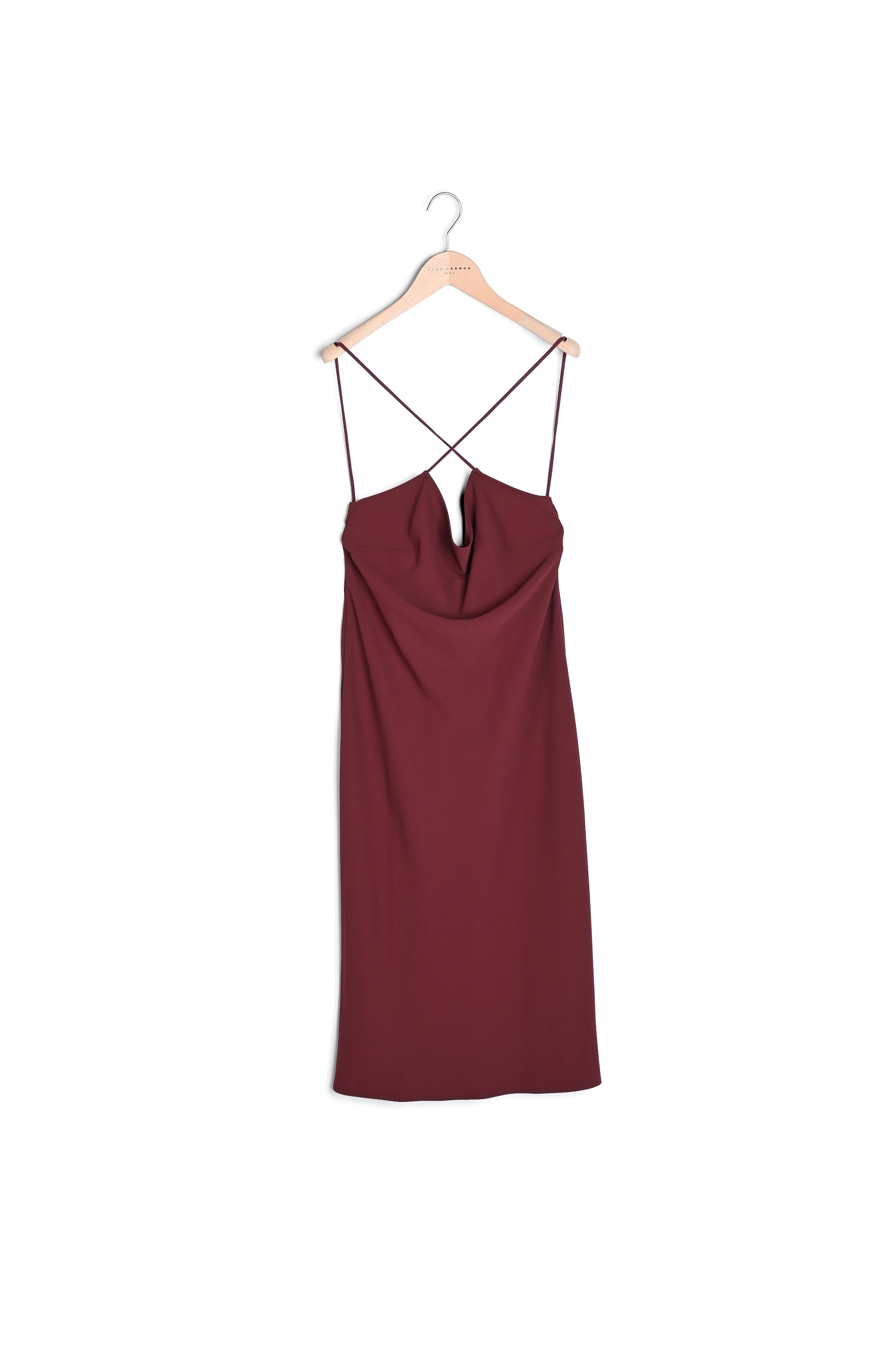Robe Reany bordeaux en crêpe envers satin Faume - seconde main