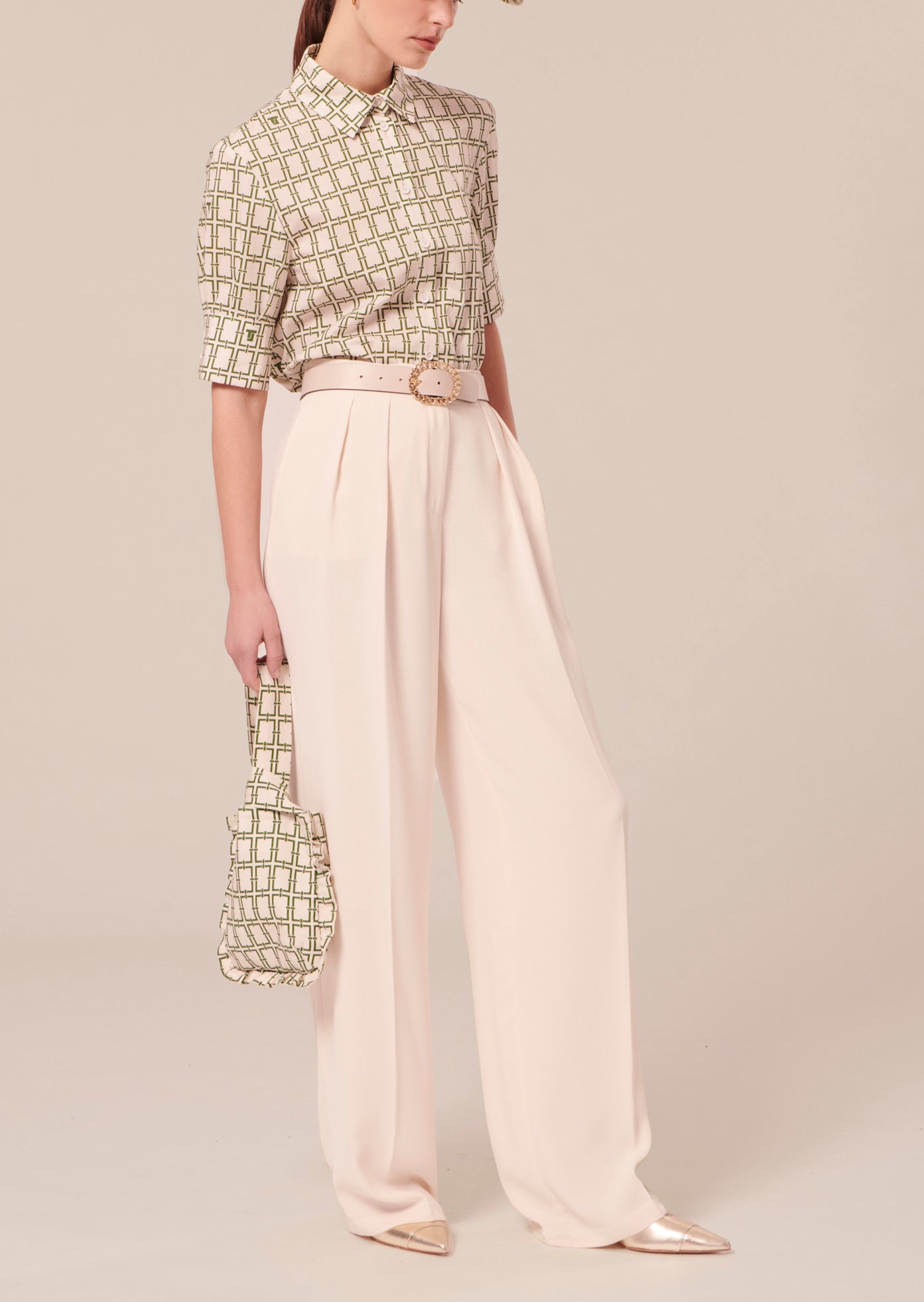 Chemise Cameron écrue à motif graphique en popeline Faume - seconde main