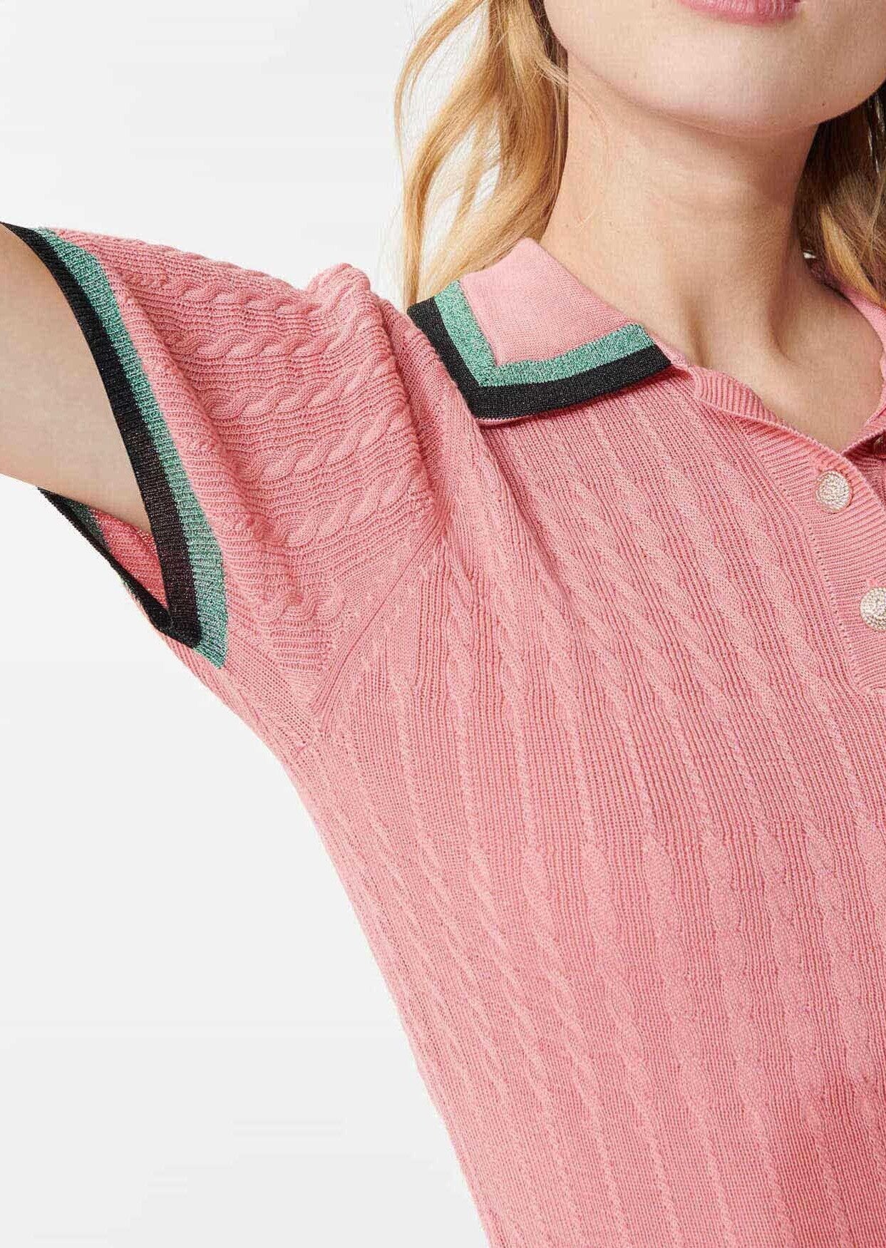 Pull Preppy vieux rose en tencel de soie Faume - seconde main