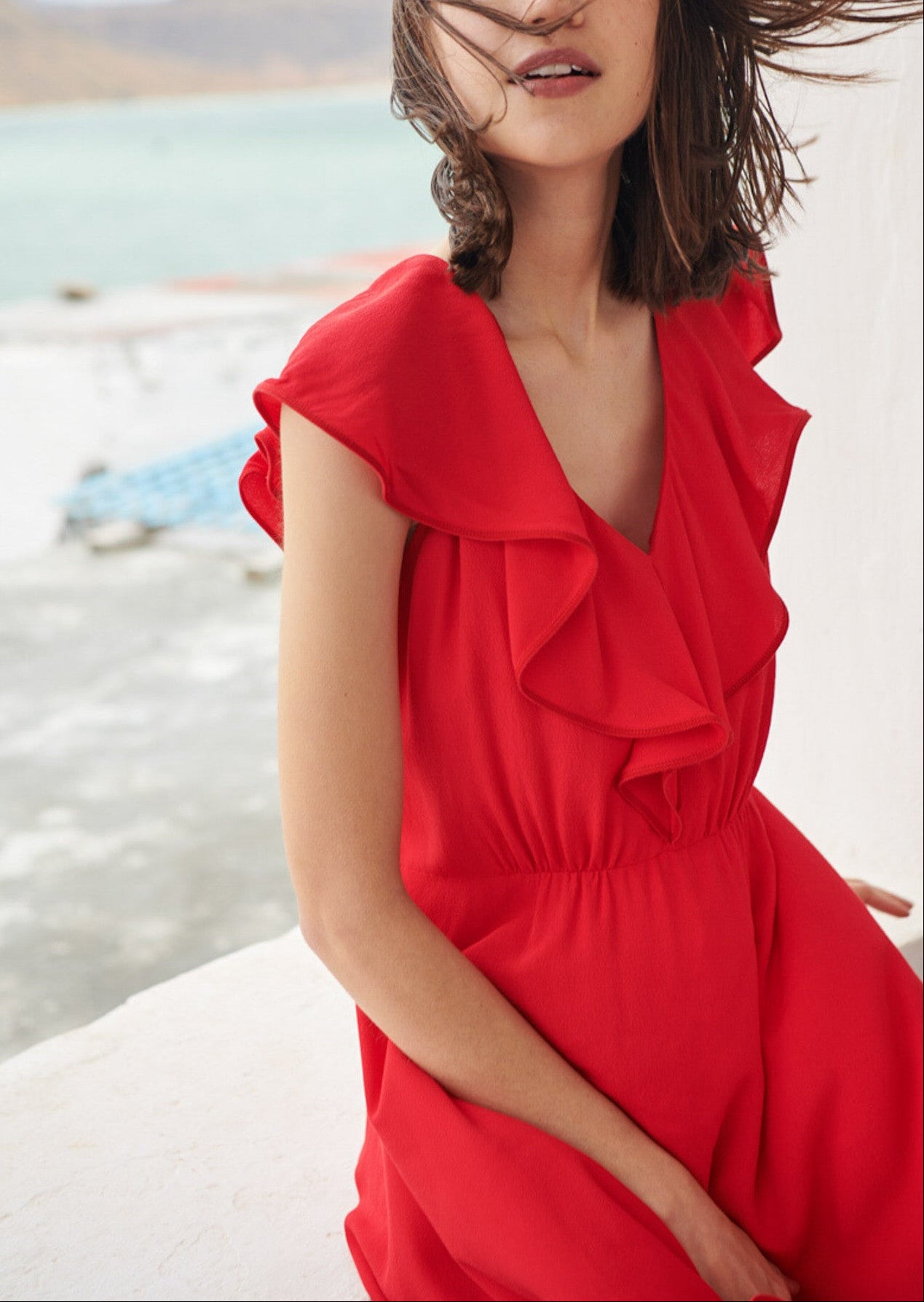 Robe courte rouge en crêpe viscose Faume - seconde main