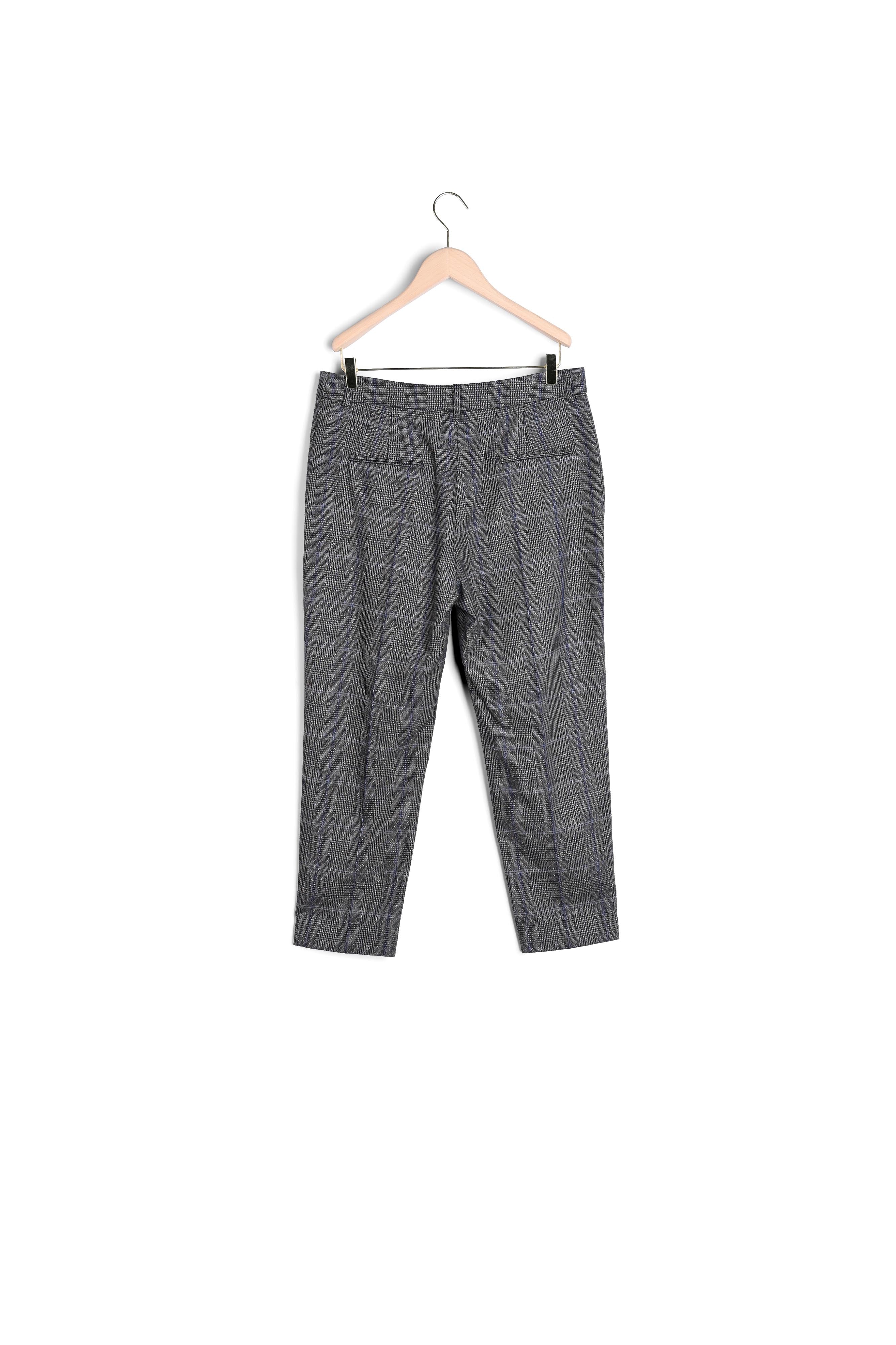 Pantalon Paul en tartan lurex bleu nuit et gris Faume - seconde main