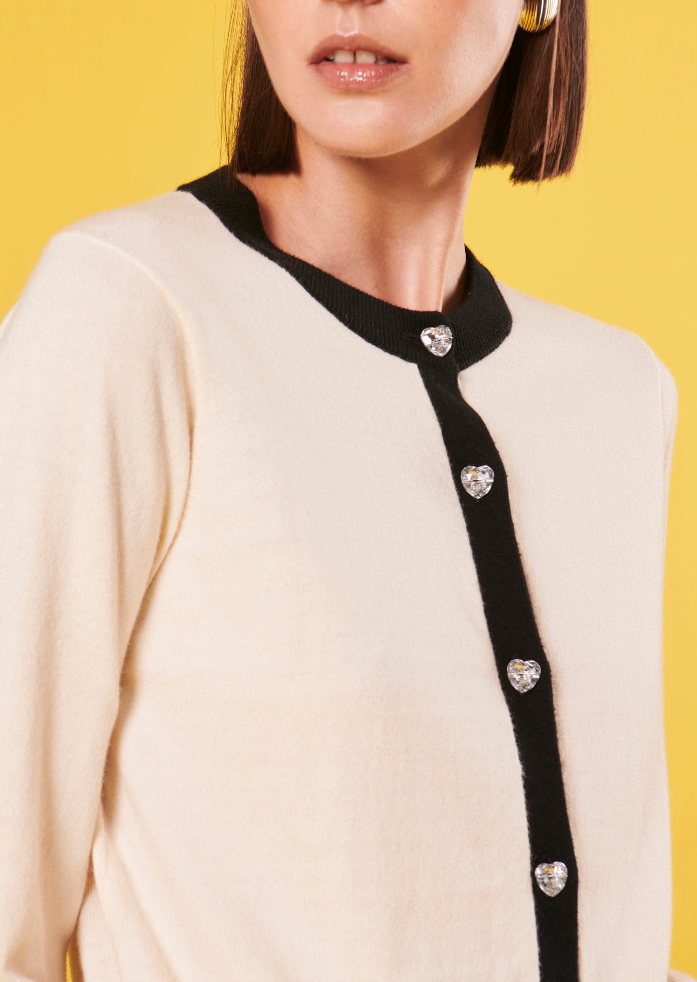 Gilet Gaëlle écru en laine et coton Faume - seconde main