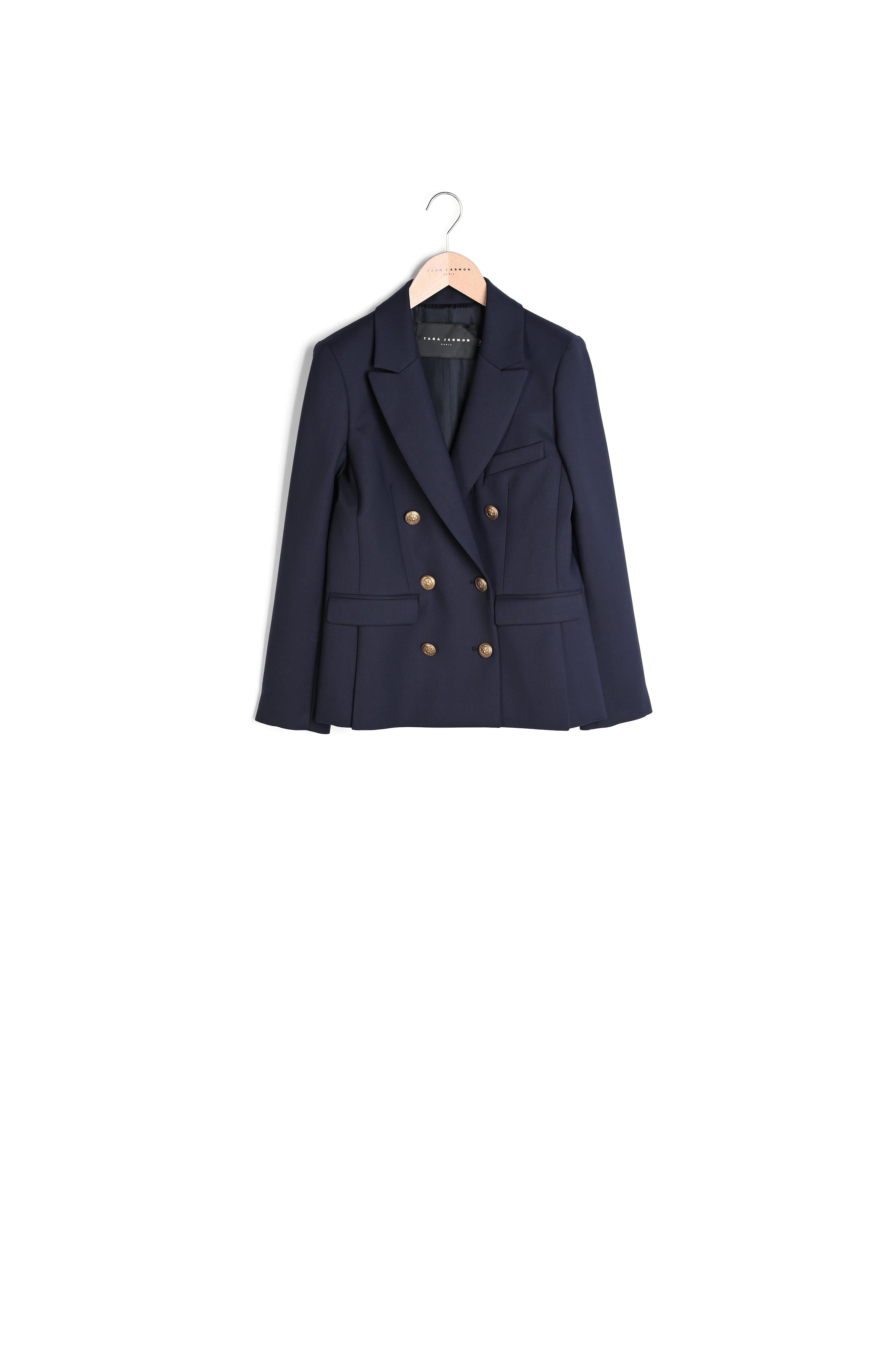 Veste Victorienne bleu nuit en laine froide Faume - seconde main