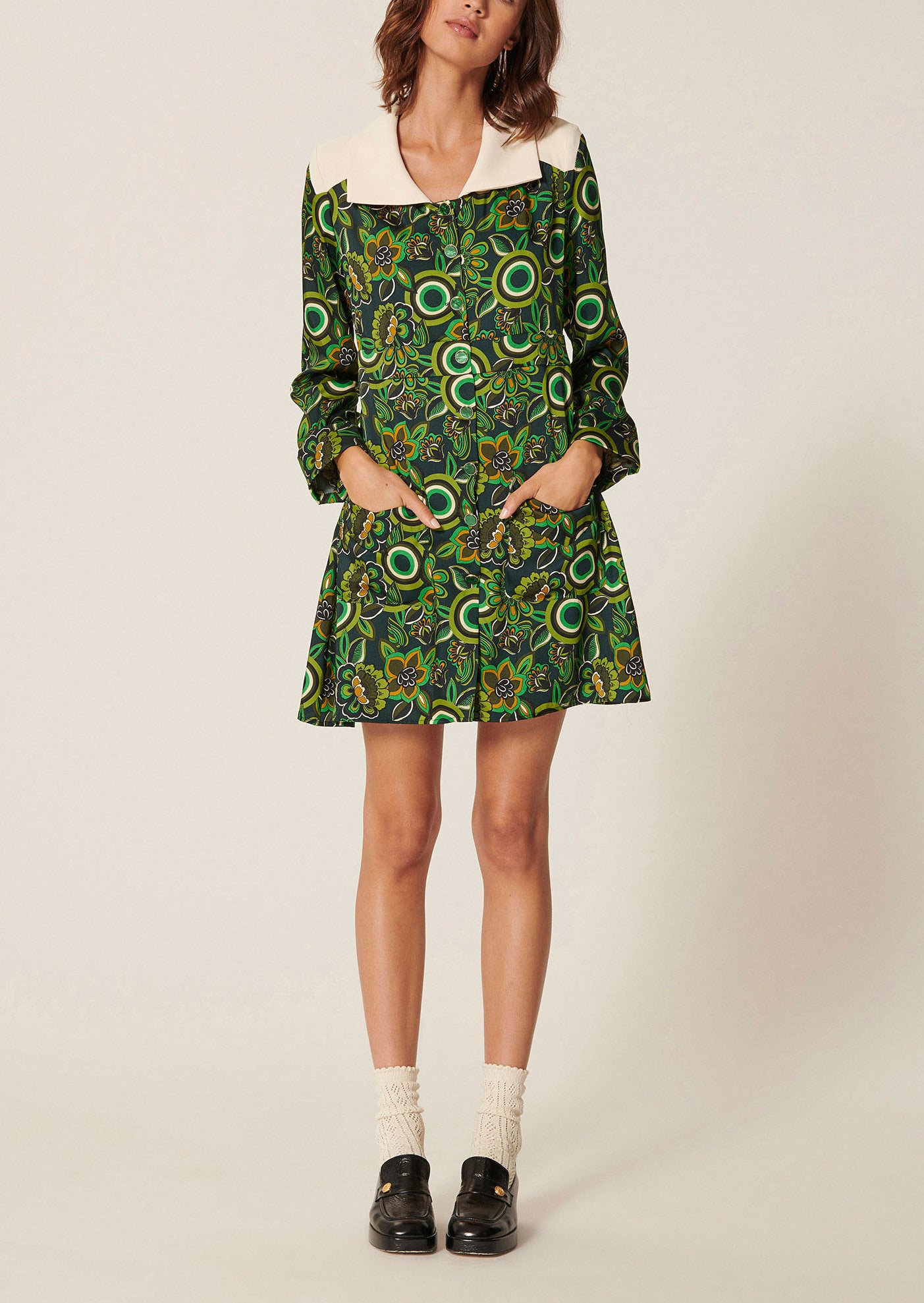 Robe Ruslana kaki imprimé fleurs Faume - seconde main