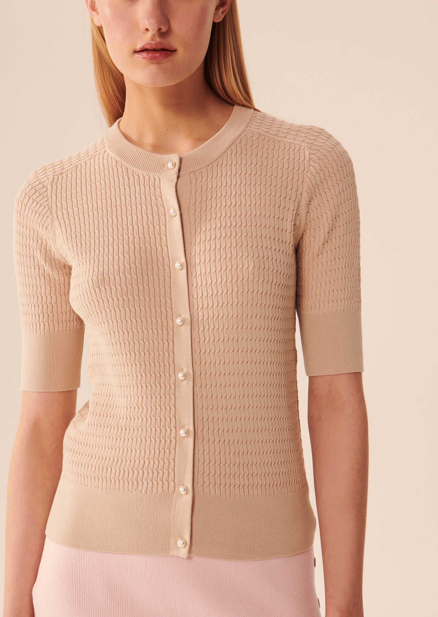 Gilet Gabrielle beige en coton extrafin Faume - seconde main