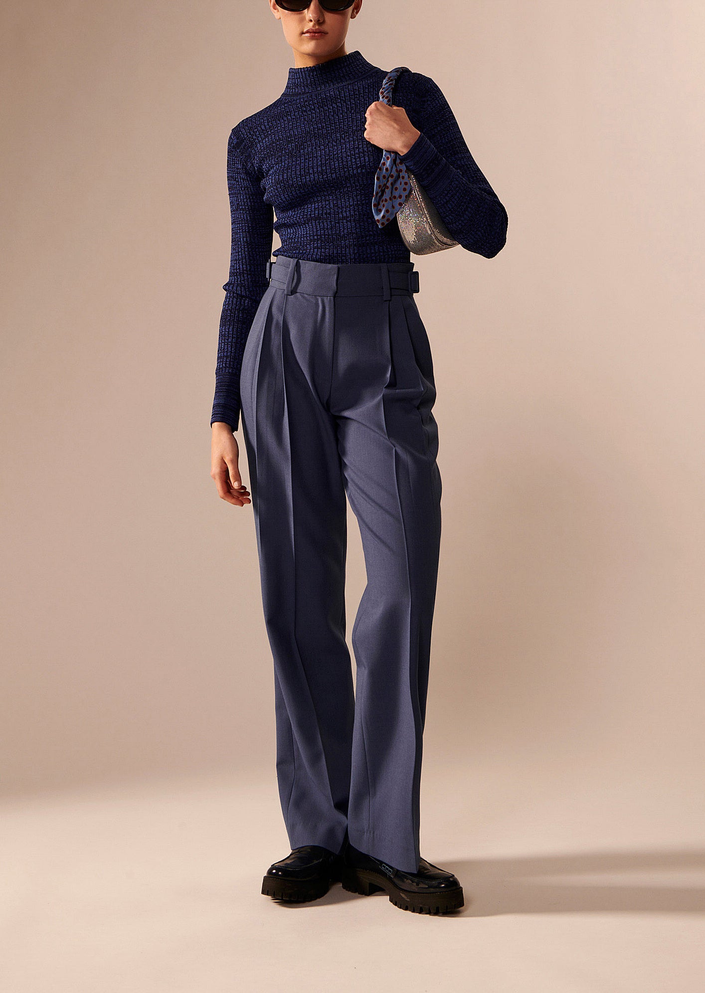 Pantalon Peace bleu en laine Faume - seconde main