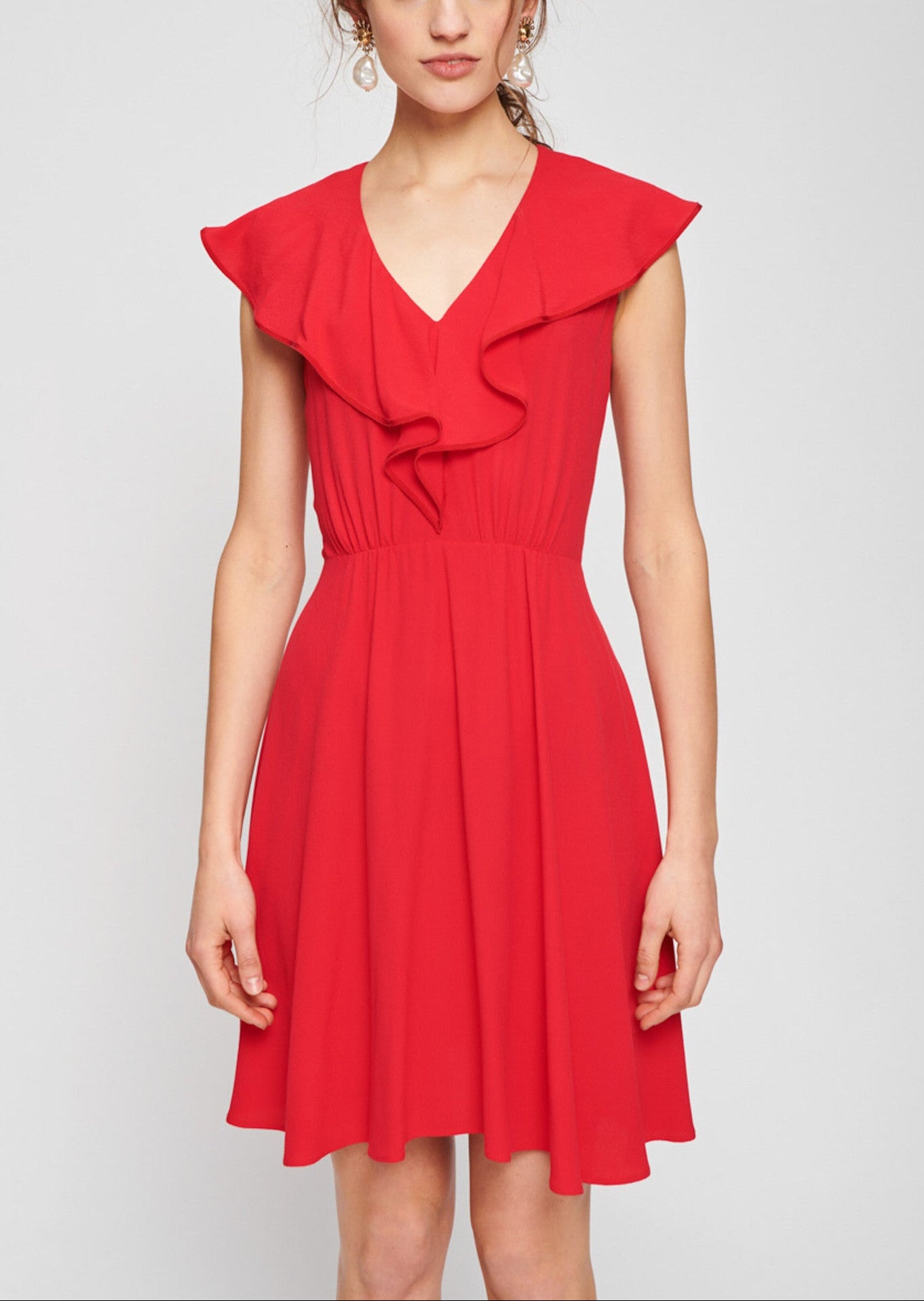 Robe courte rouge en crêpe viscose Faume - seconde main