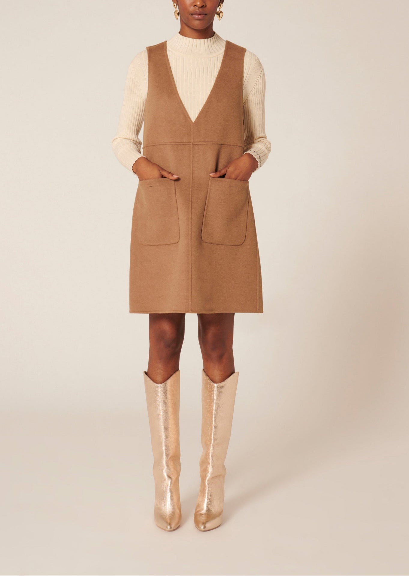 Robe Rutania camel en laine double face Faume - seconde main