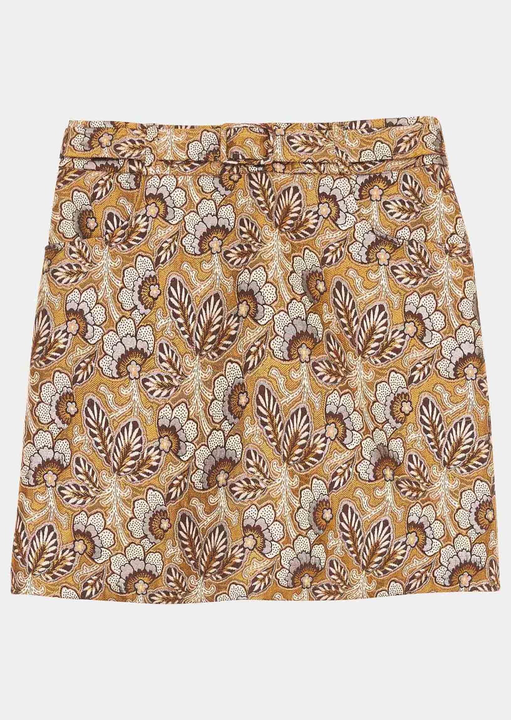 Mini jupe Junon mordoré en jacquard fleuri Faume - seconde main