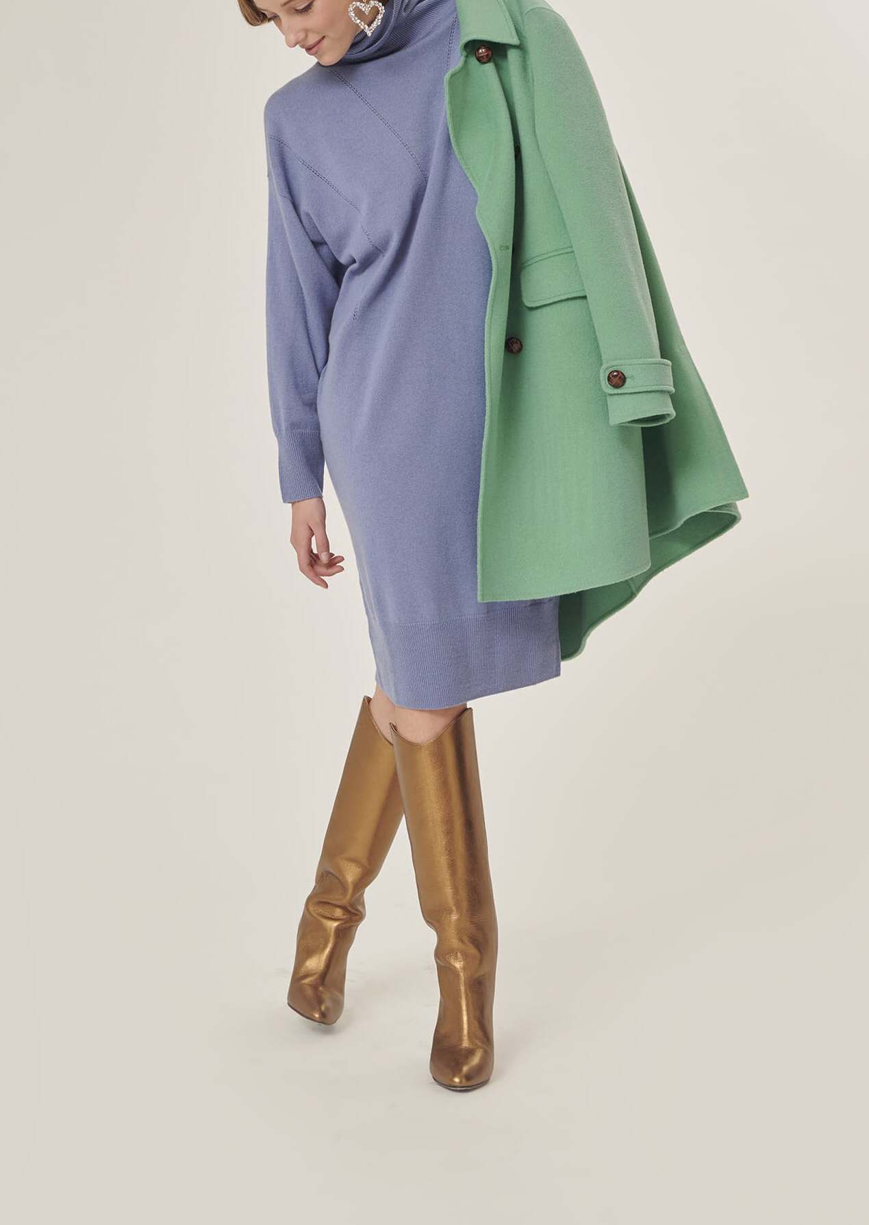 Robe pull Rybbi bleu pastel en merinos et cachemire Faume - seconde main