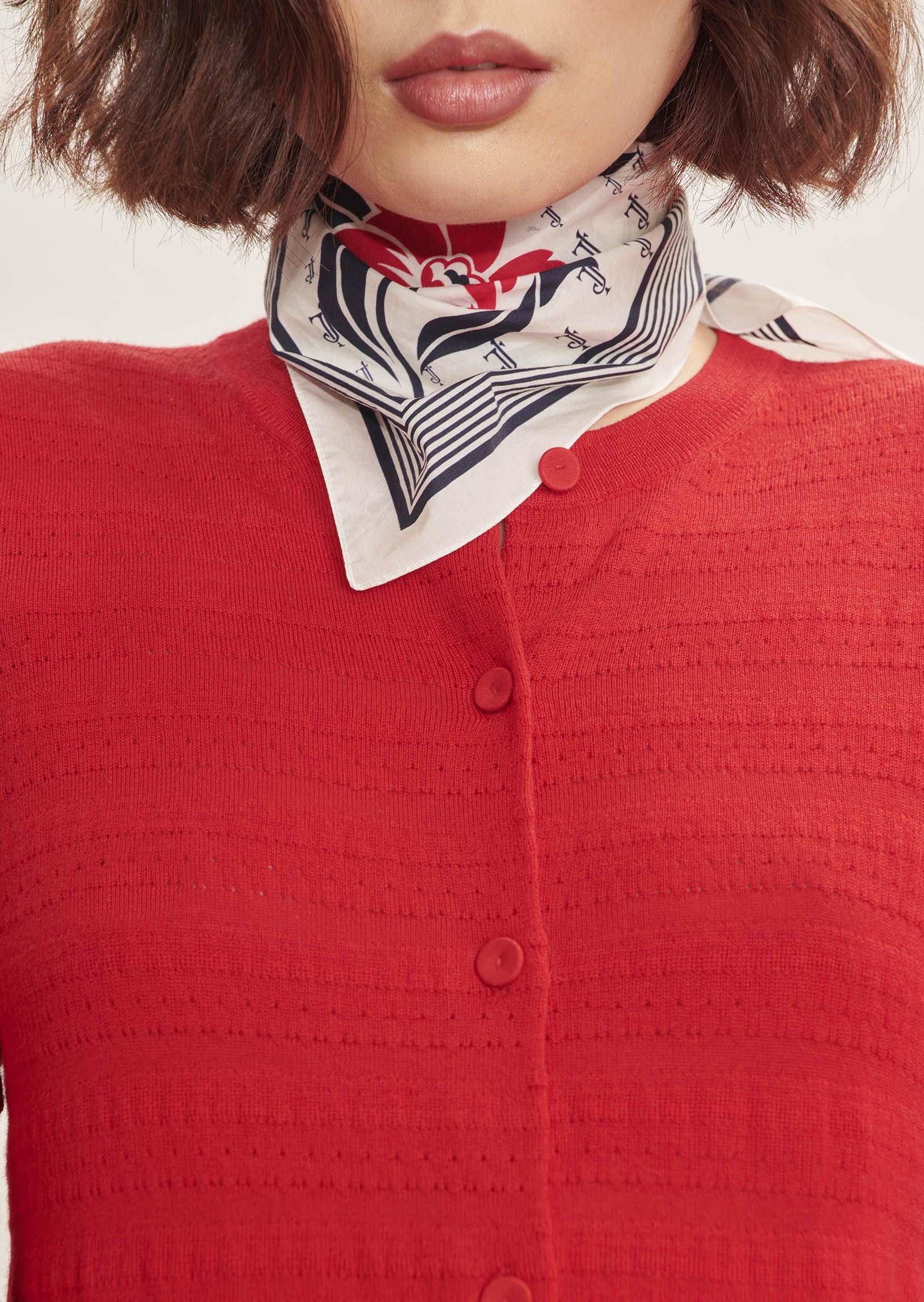 Gilet Gaspard rouge en merinos extrafin Faume - seconde main