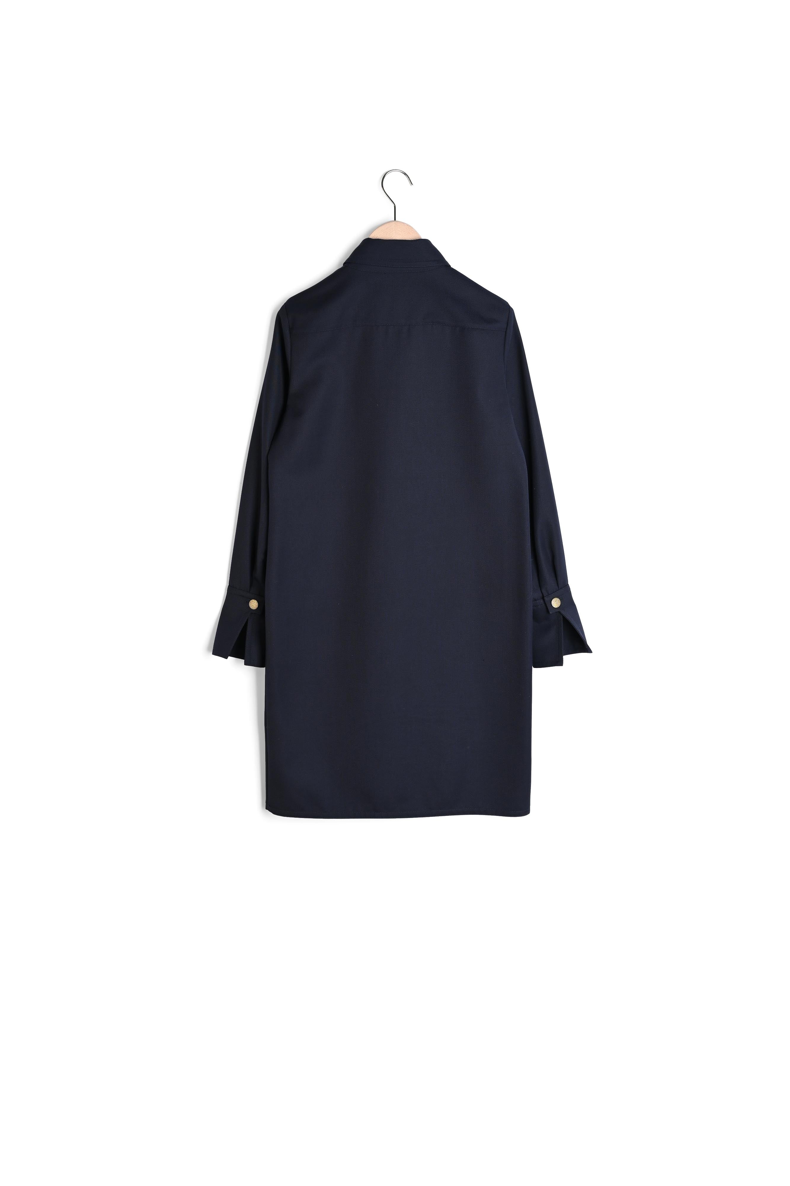 Robe Rolande bleu marine en sergé militaire Faume - seconde main