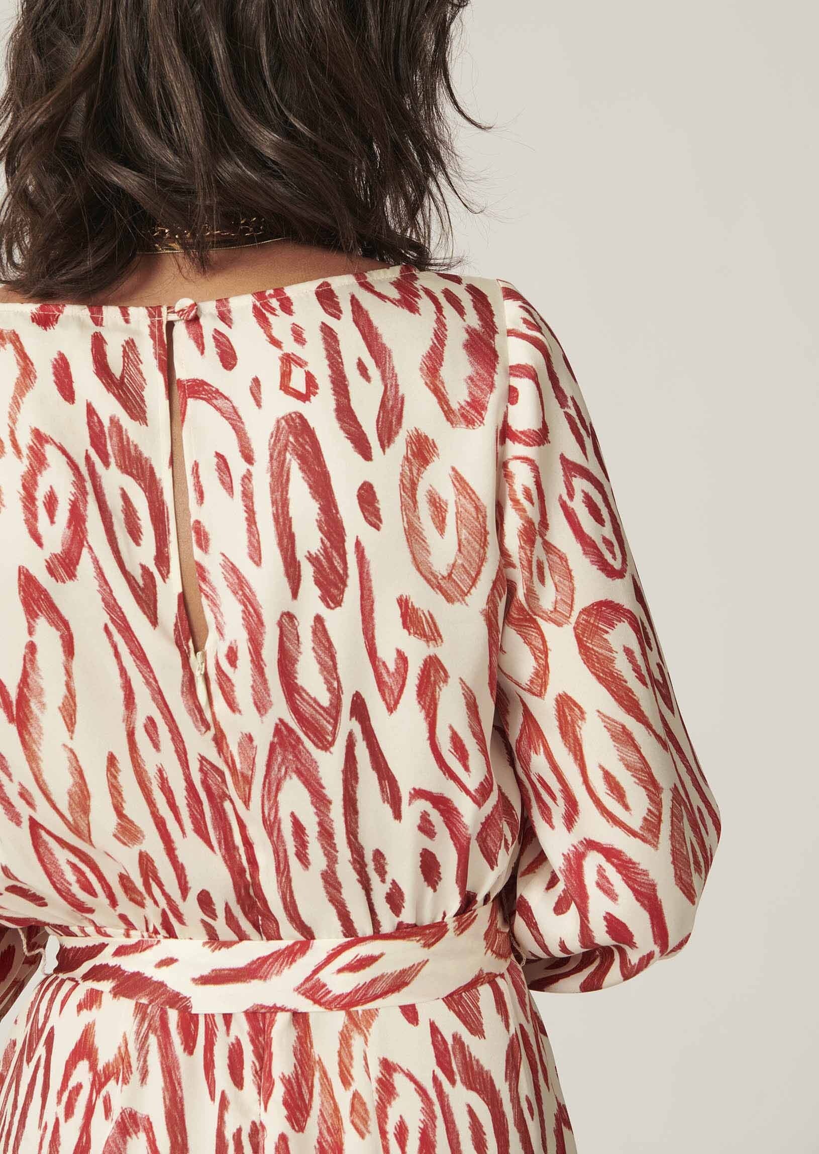 Robe Rilly écrue imprimé graphique léopard Faume - seconde main