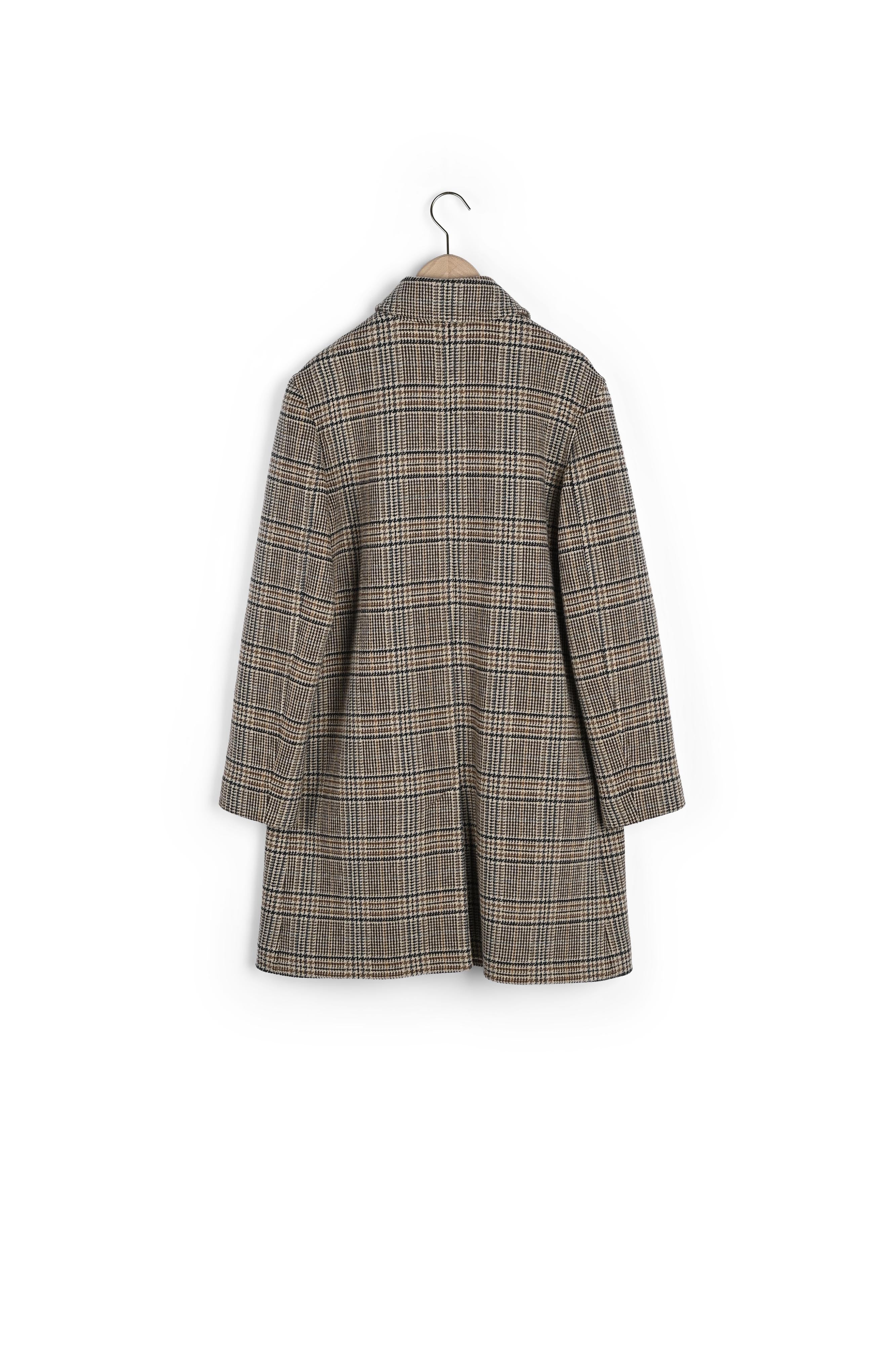Manteau Mallorie tartan beige en laine Faume - seconde main