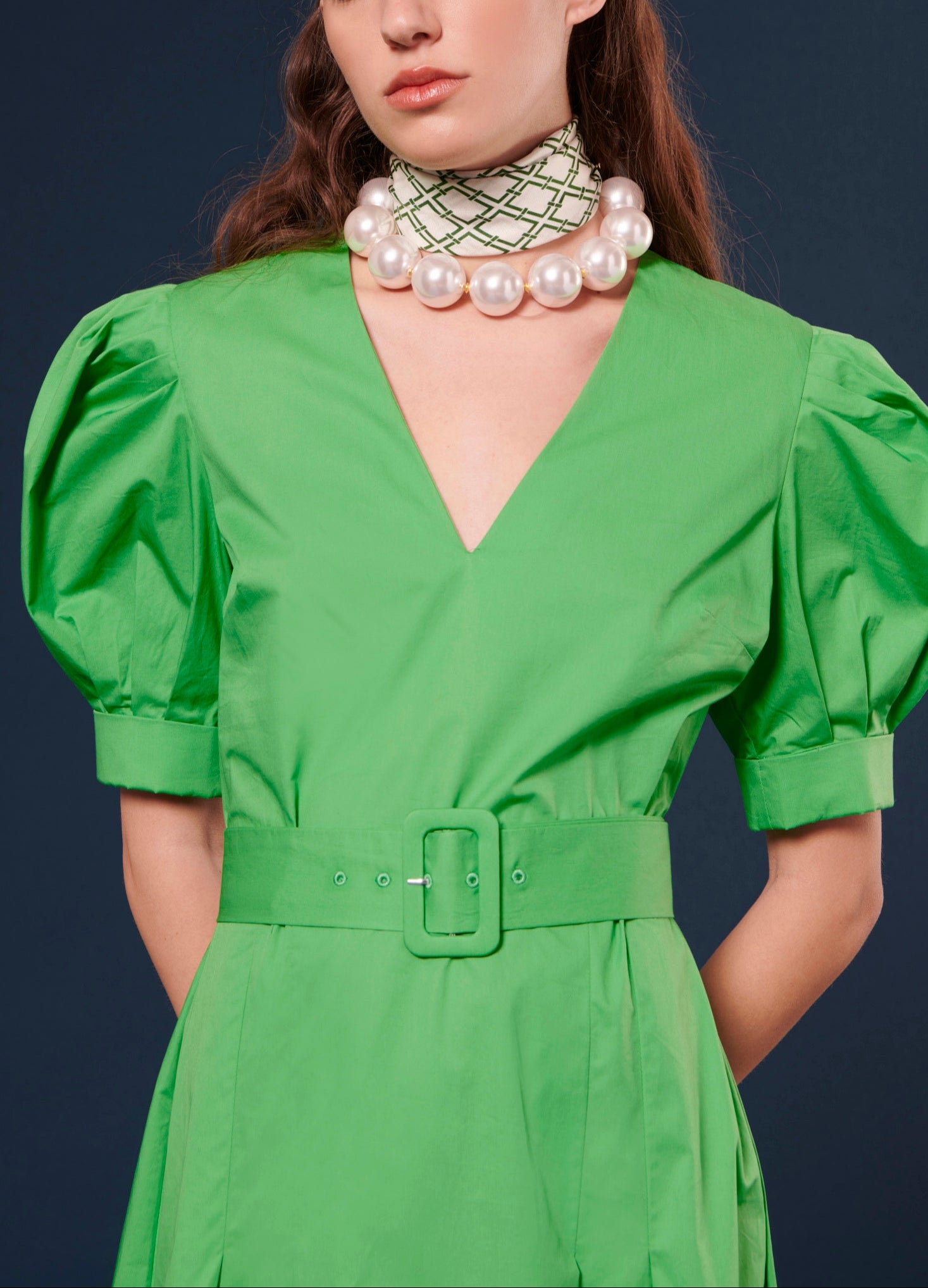 Robe Ranya verte en popeline Faume - seconde main