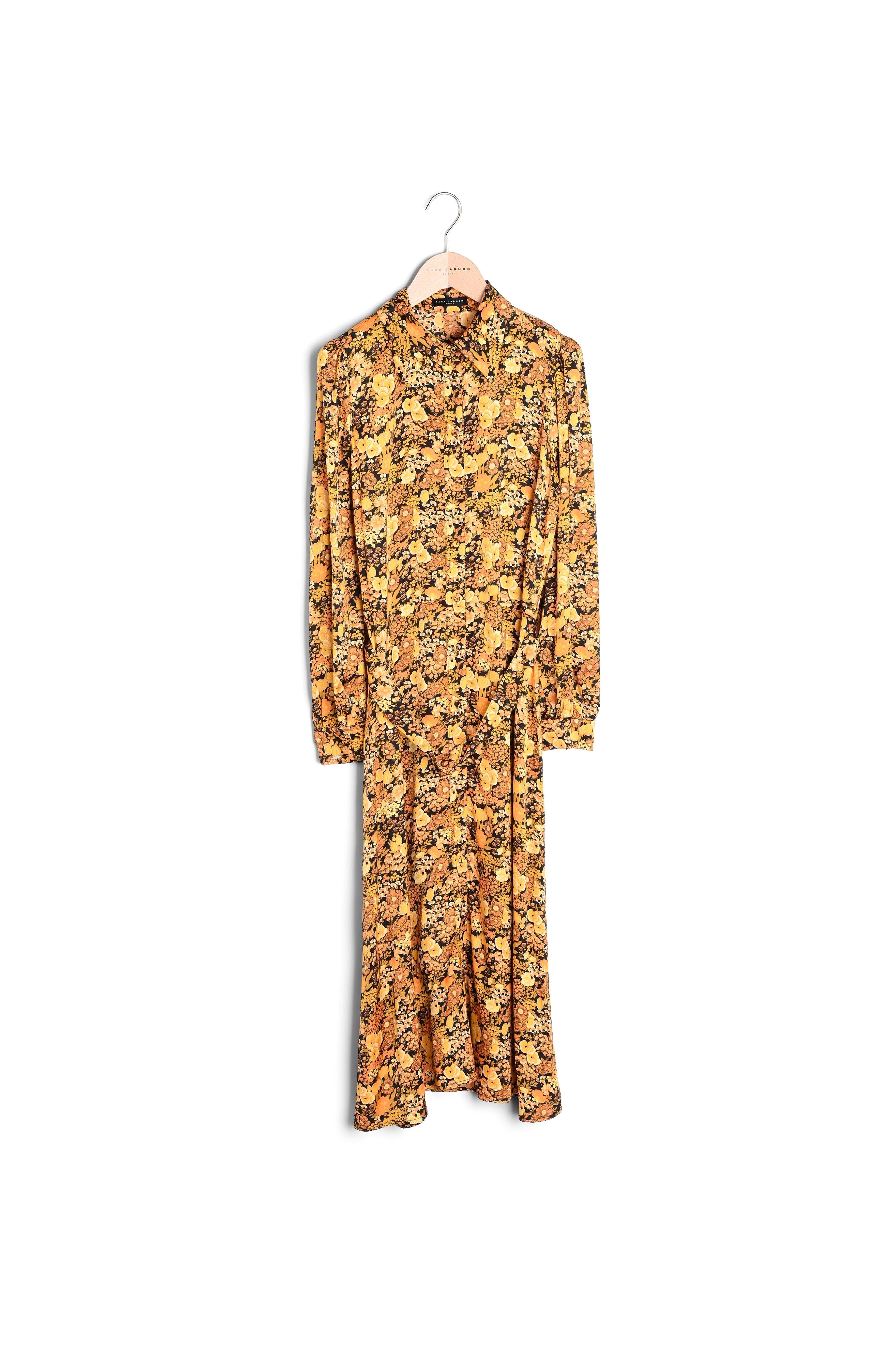 Robe Rolianne jaune imprimé fleurs Faume - seconde main